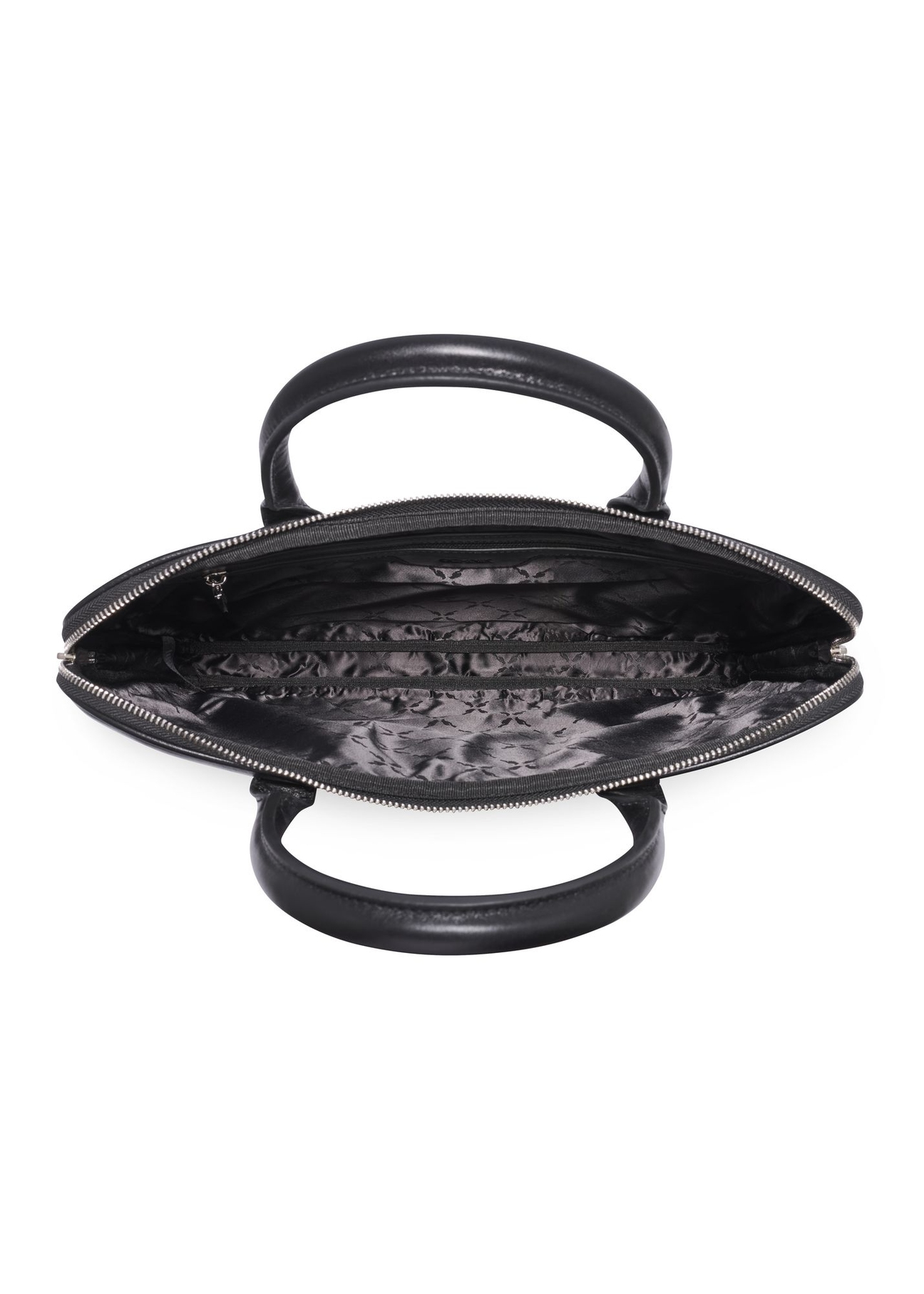 Black leather elegant laptop bag TORES-1344-99(Z26) - product view from above, on a white background.