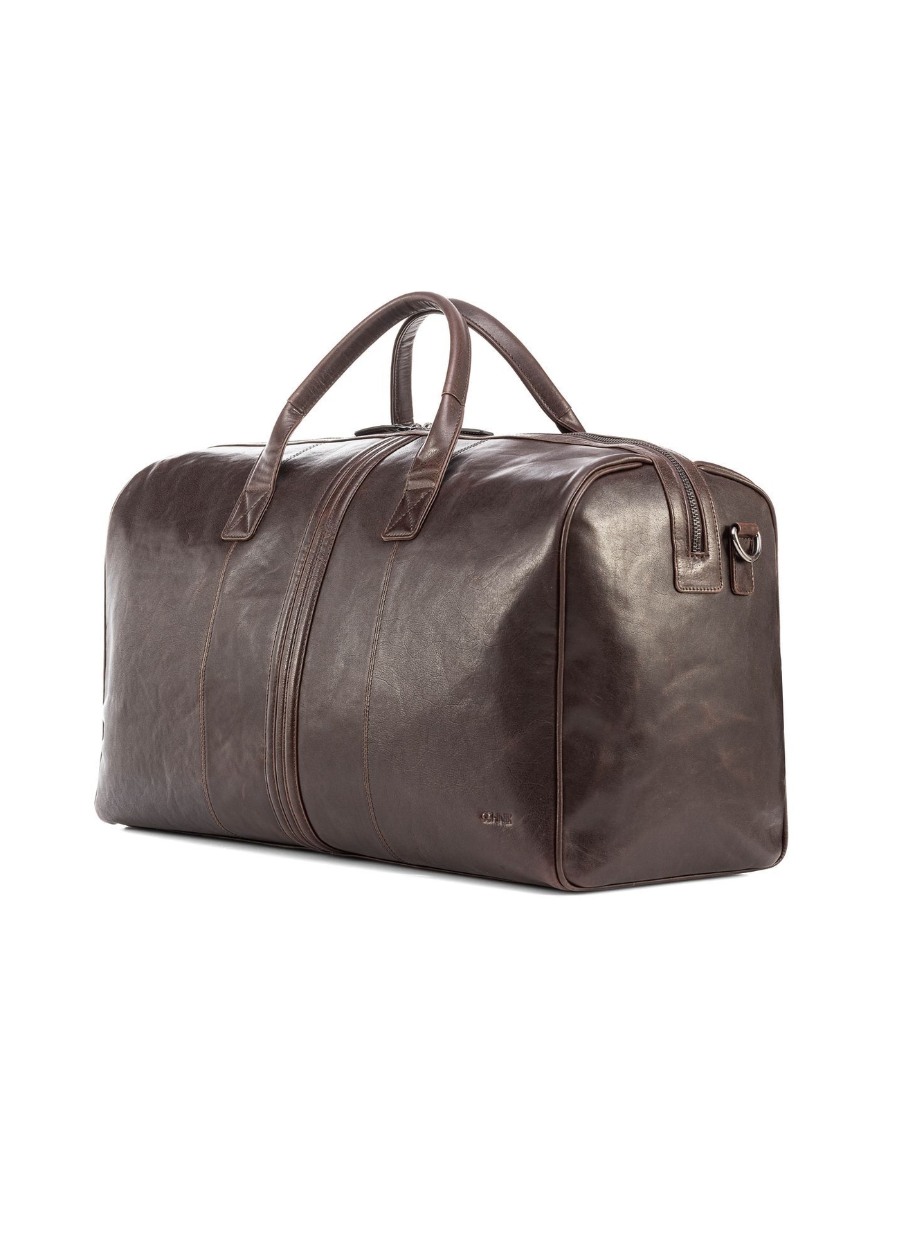 Brown leather travel bag TORMS-0464-1H(Z26) - diagonal product view, on white background.