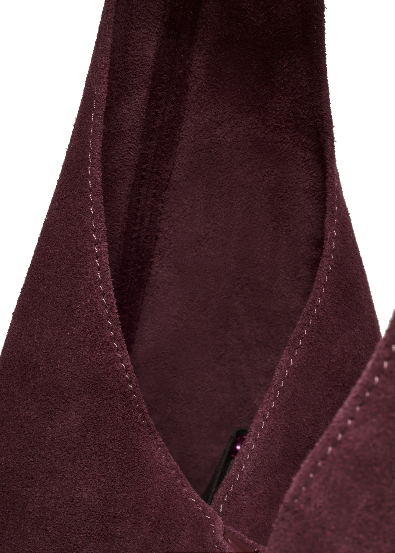 Burgundy suede shopper bag TORES-1403-4D(Z26) - close-up detail, on white background.