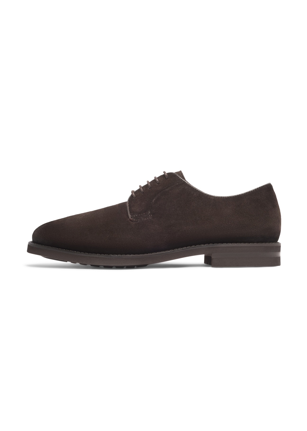 Men's dark brown suede shoes BUTYM-0585-1I(Z26), side view of the product on a white background.