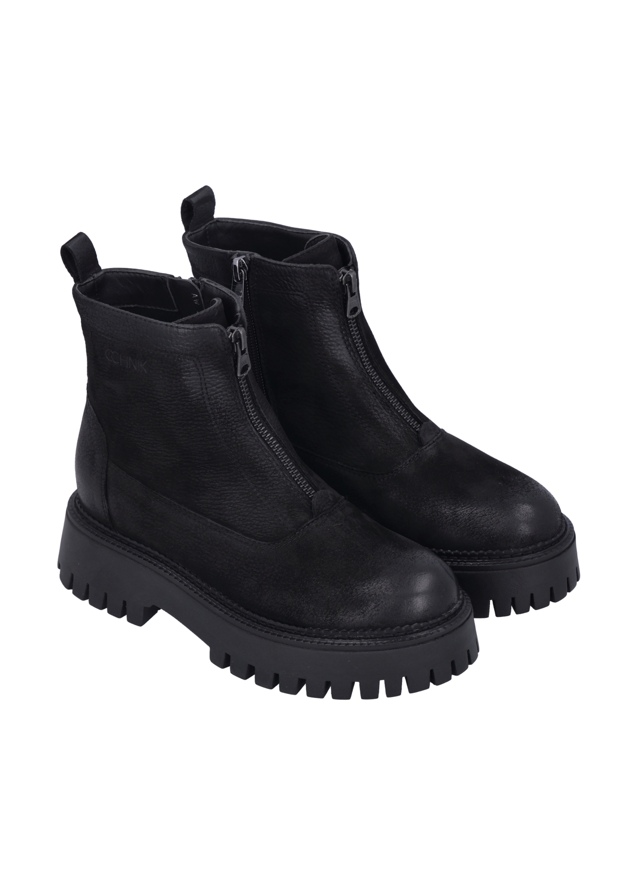 Black leather women's ankle boots BUTYD-1291-9I(Z26), diagonal product view on a white background.