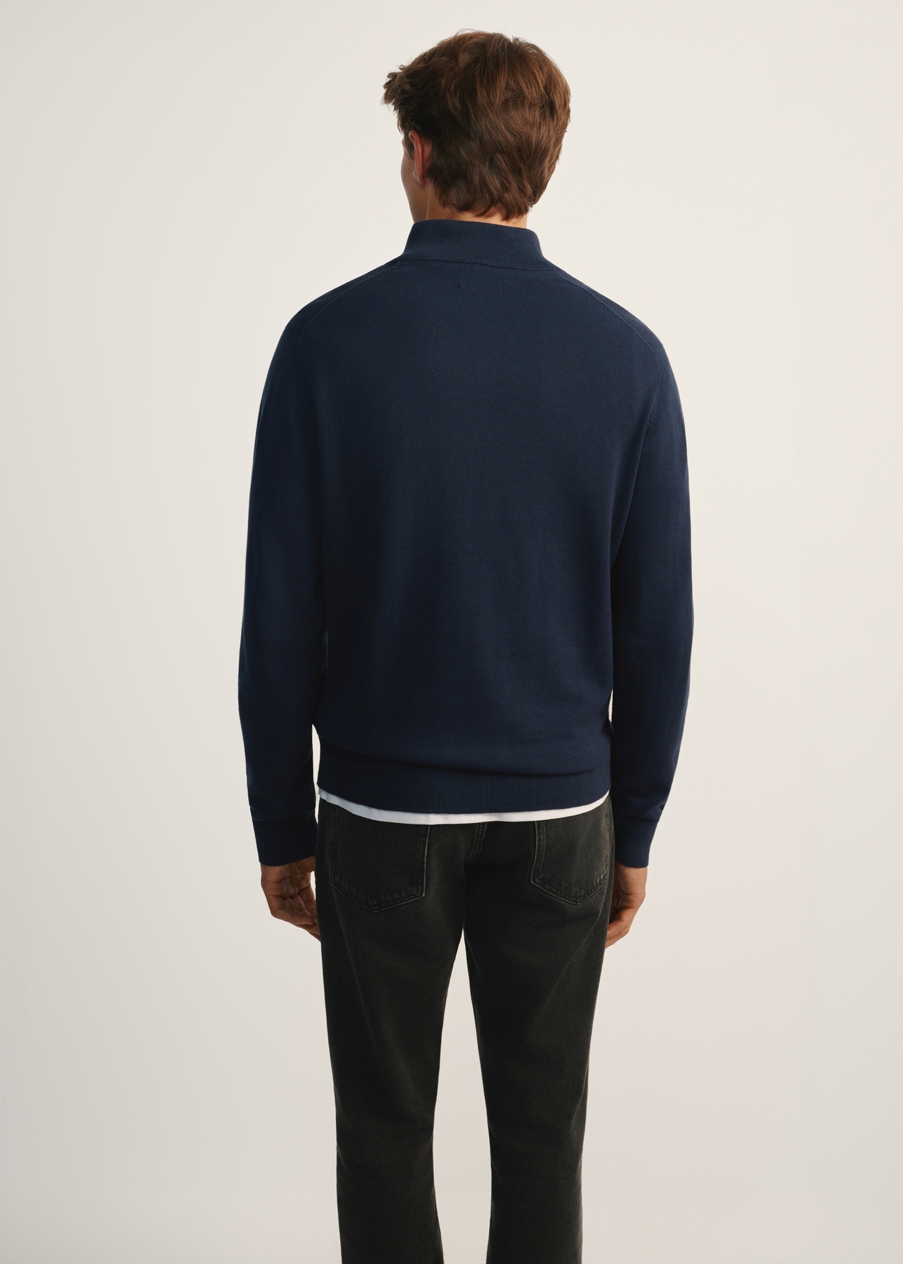 Navy blue men's sweater SWEMT-0174-68(Z25), product view from the back on the model, half of the silhouette visible.