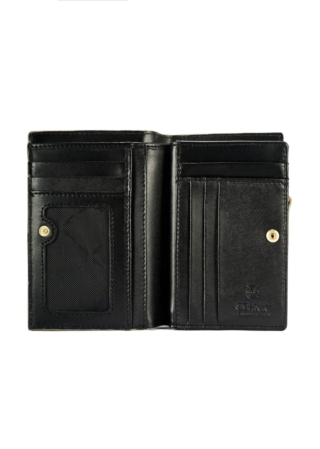 Medium animal print leather wallet PORES-0950-81(W25) - top view of the open product on a white background.