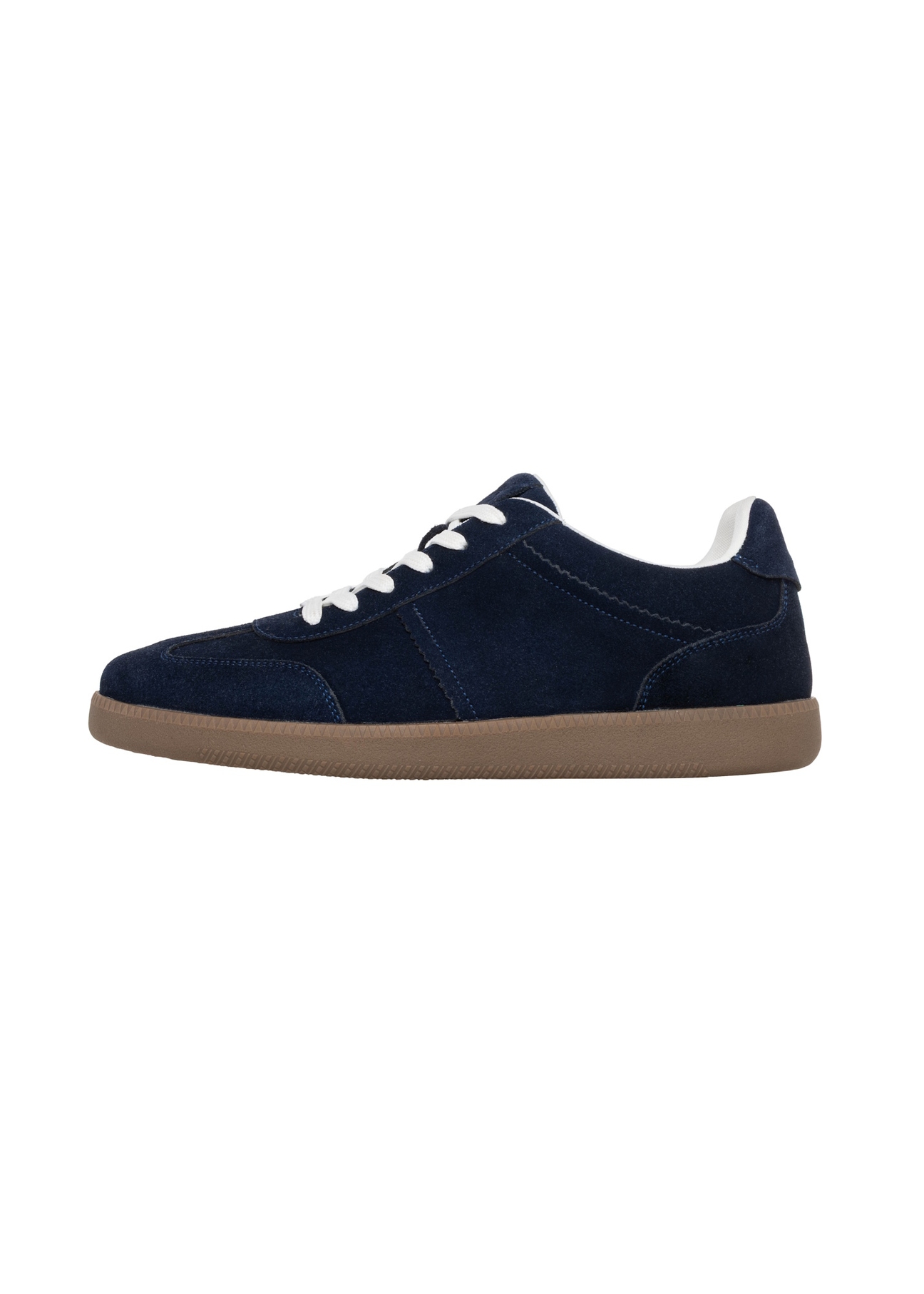 Navy blue suede men's sports shoes BUTYM-0567-7D(Z26), side product view on white background.