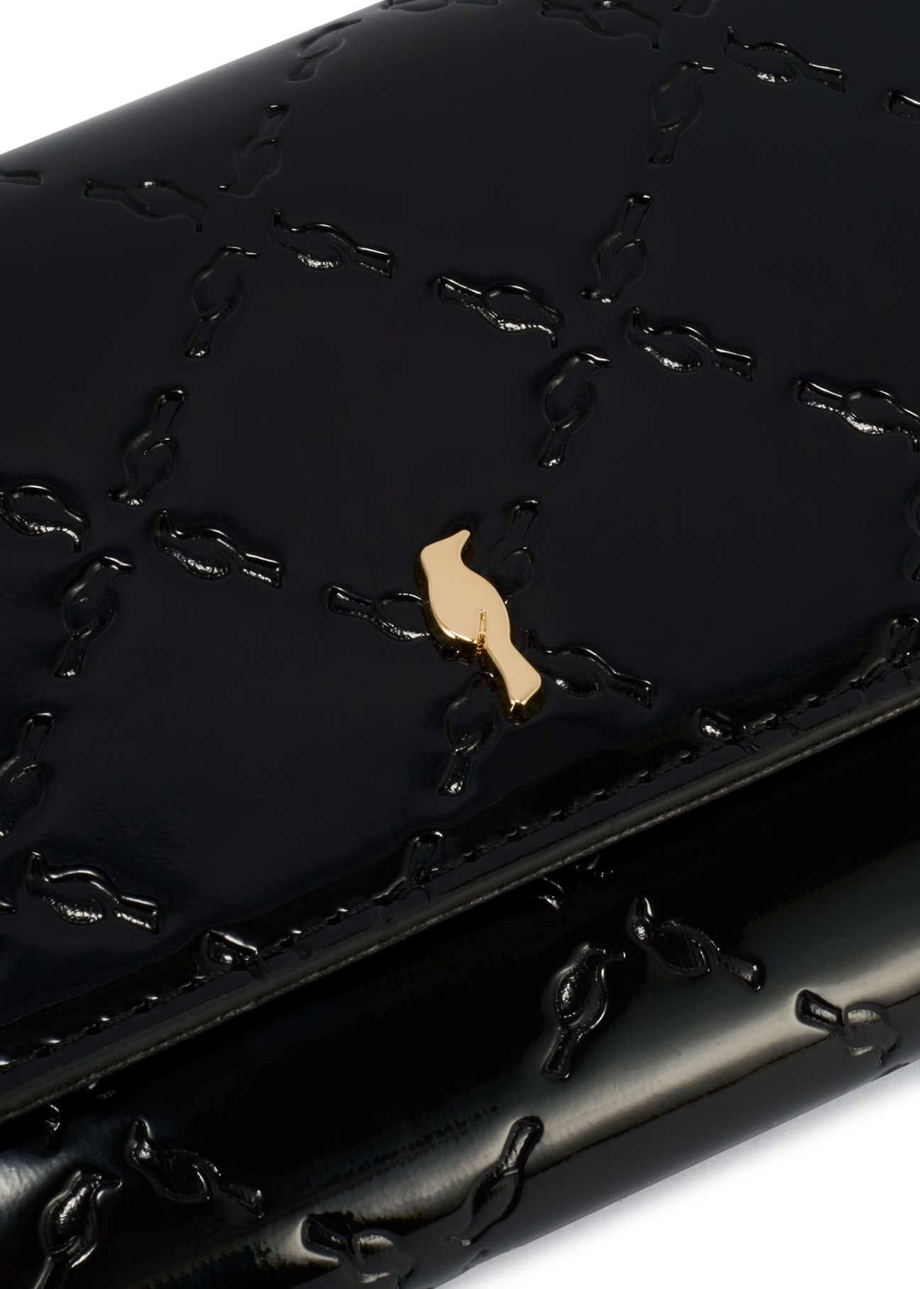 Large black women's wallet with monogram POREC-0421-98(Z25) - close-up of detail on white background.