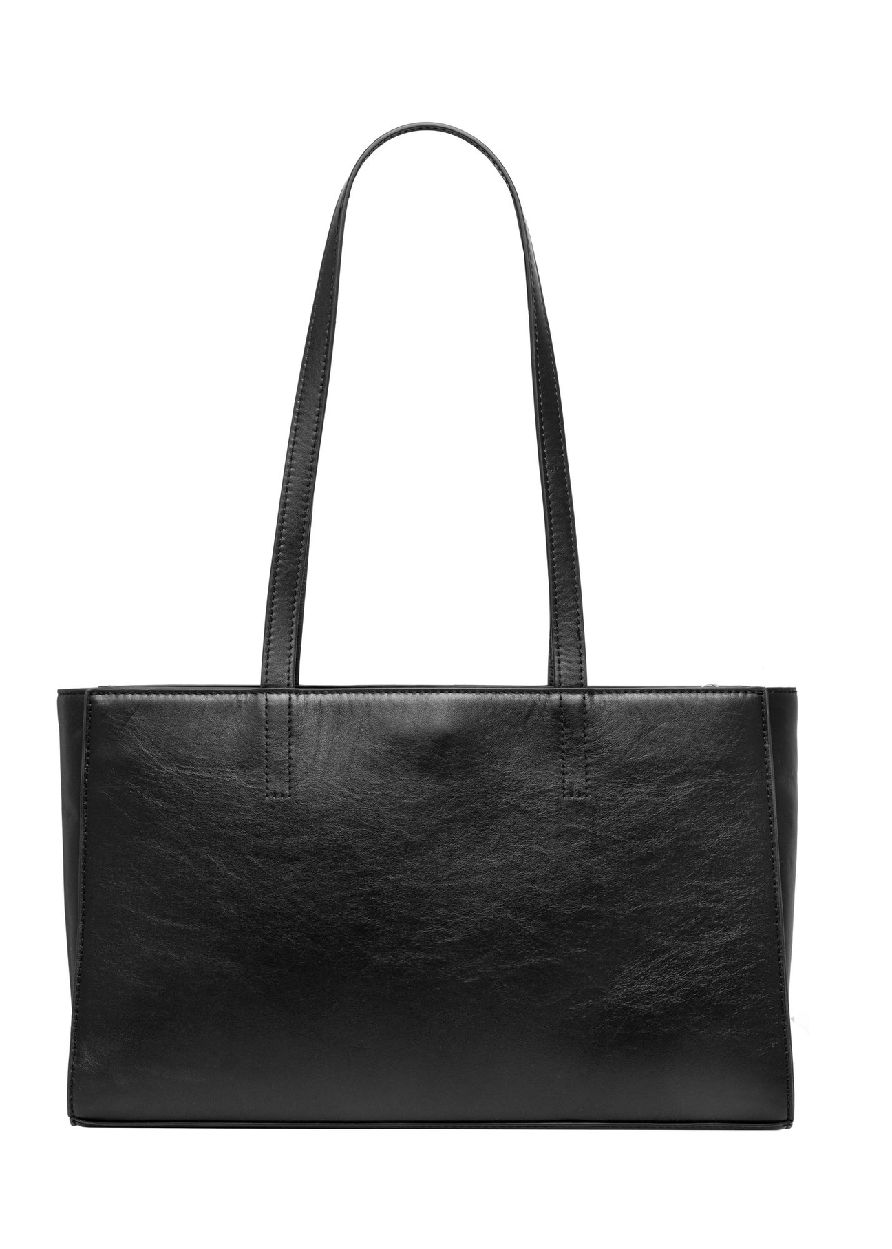 Black leather women's laptop bag TORES-1343-99(Z26) - product view from the back, on a white background.