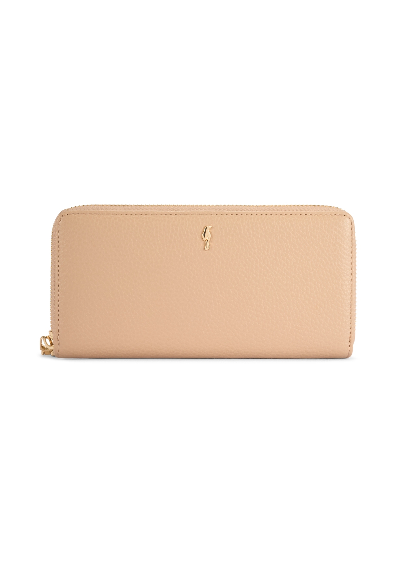 Beige leather women's wallet PORES-0800R-1B(W26) - front product view, on white background.