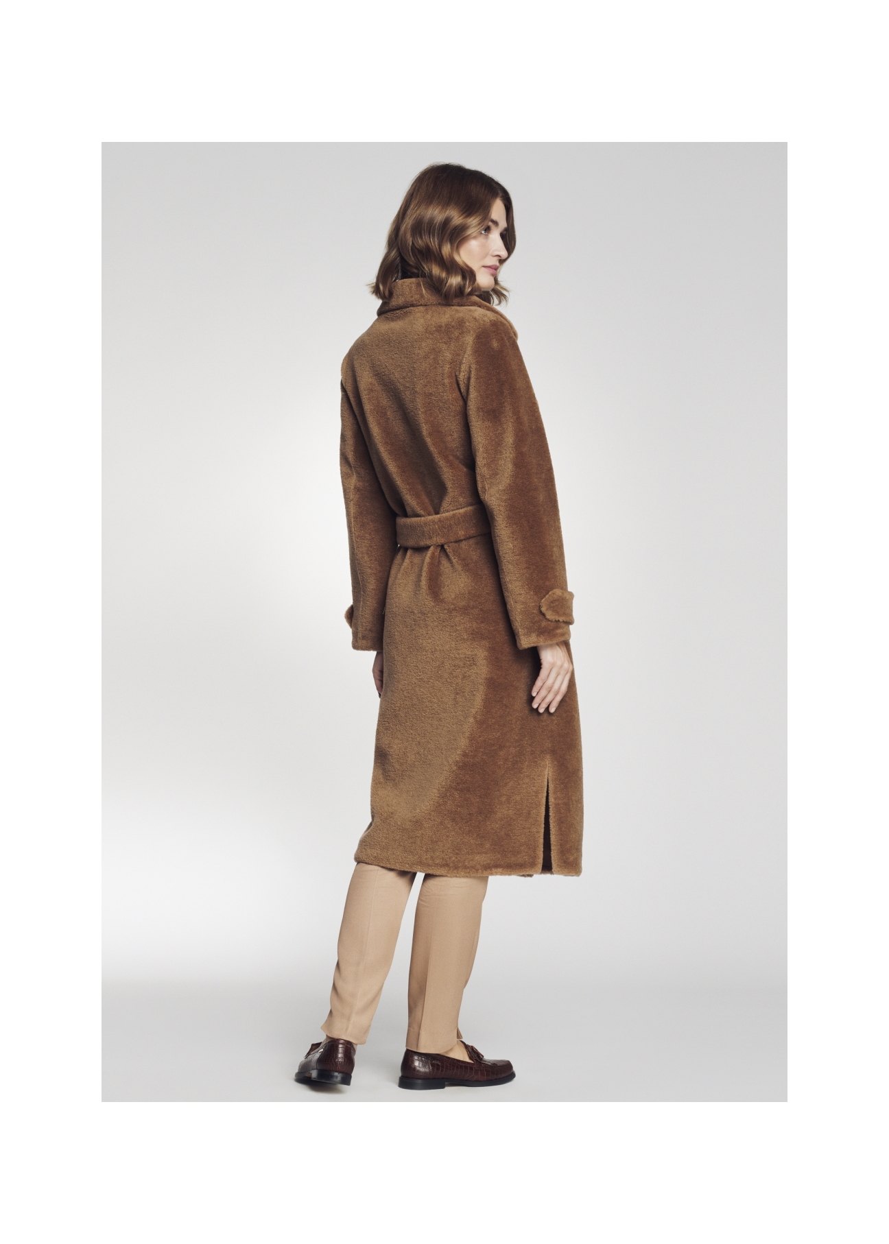 Women's wool coat with buckle FUTDT-0022-24(Z22)-03