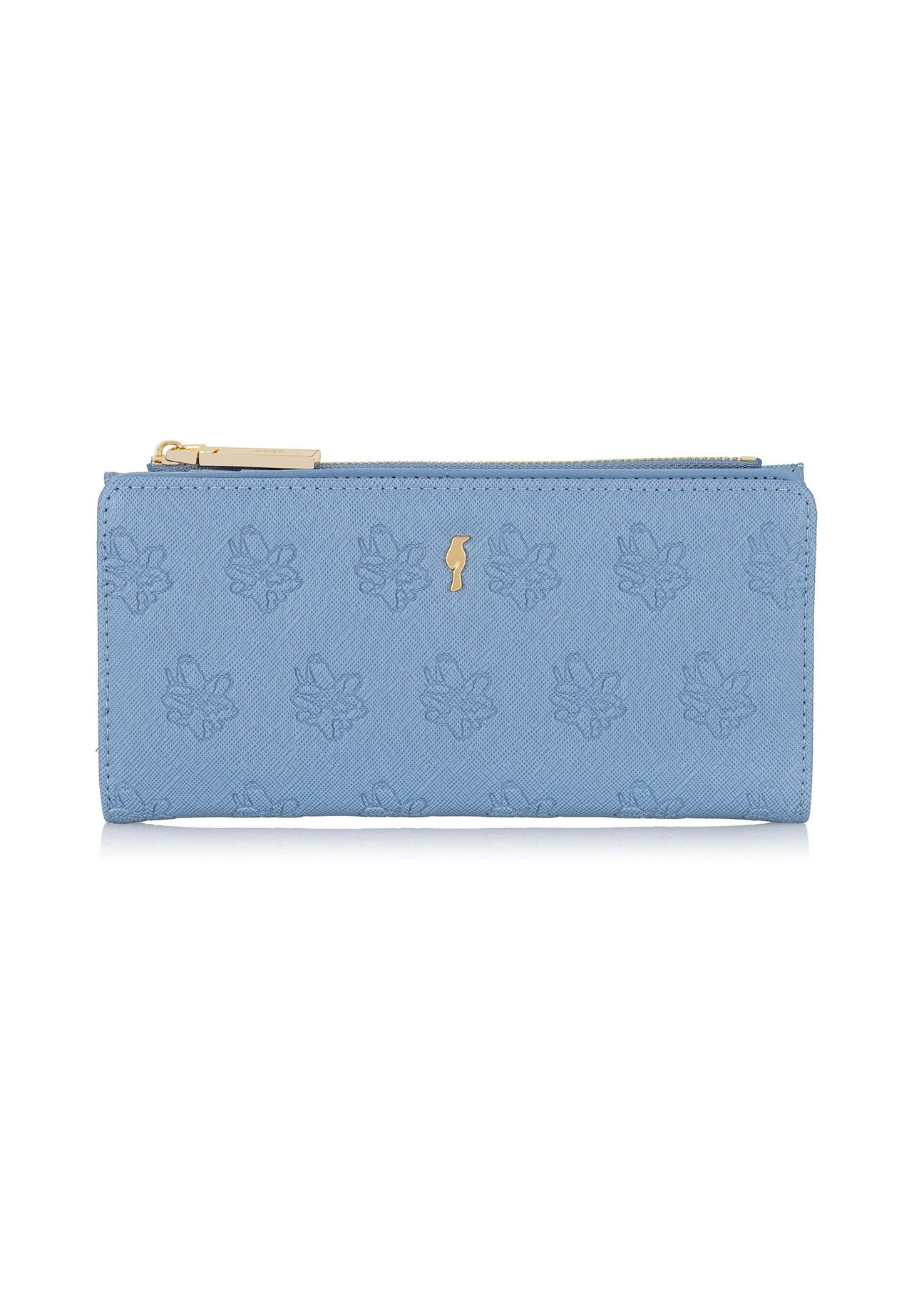 Blue ladies wallet with embossing POREC-0323-61(W23)-01
