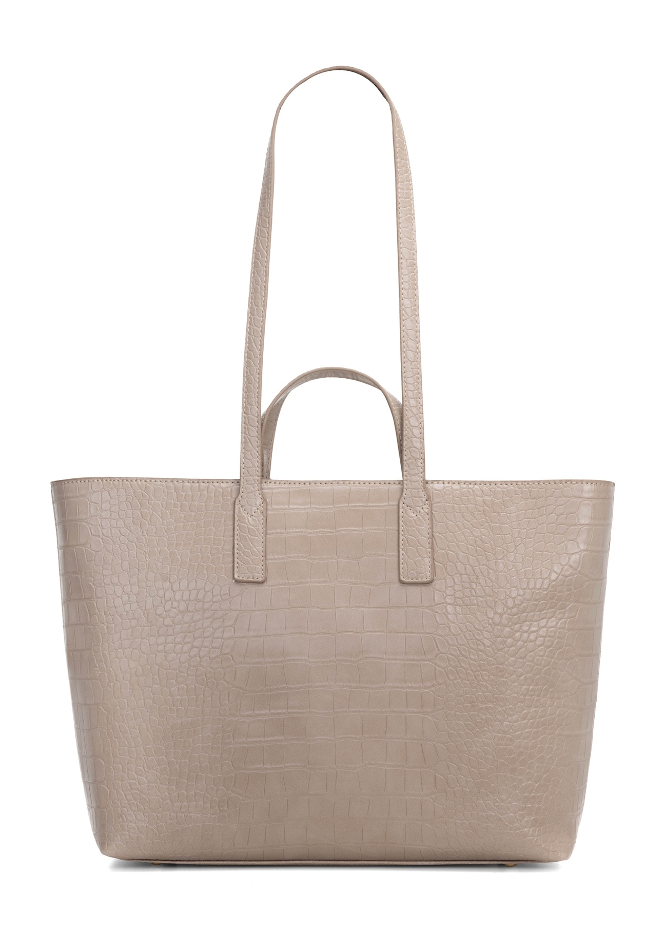 Beige women's shopper handbag TOREC-1204-1D(W26), product view from the back on a white background.