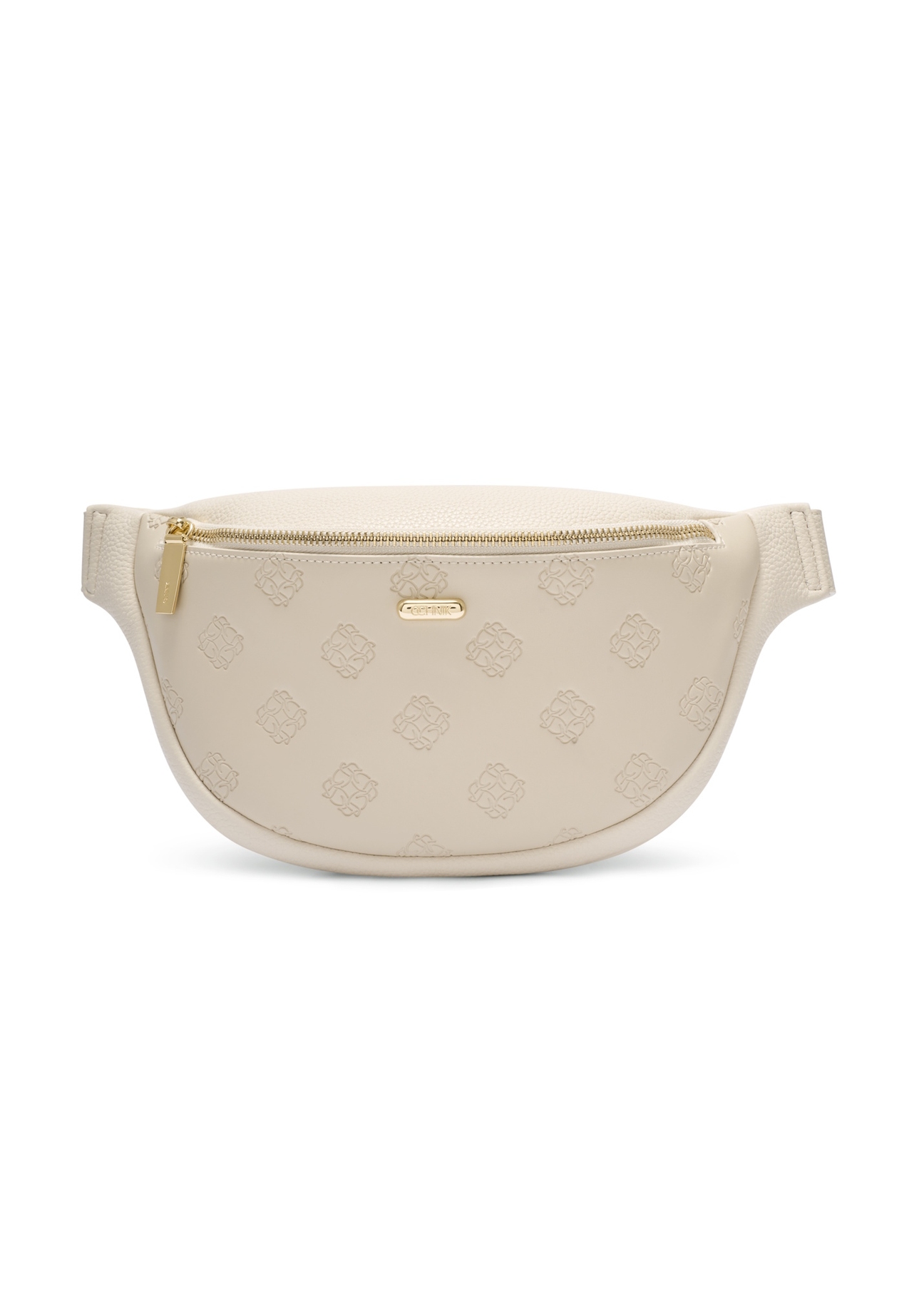 Cream women's waist bag with monogram TOREC-1158-0B(W26), front product view on white background.