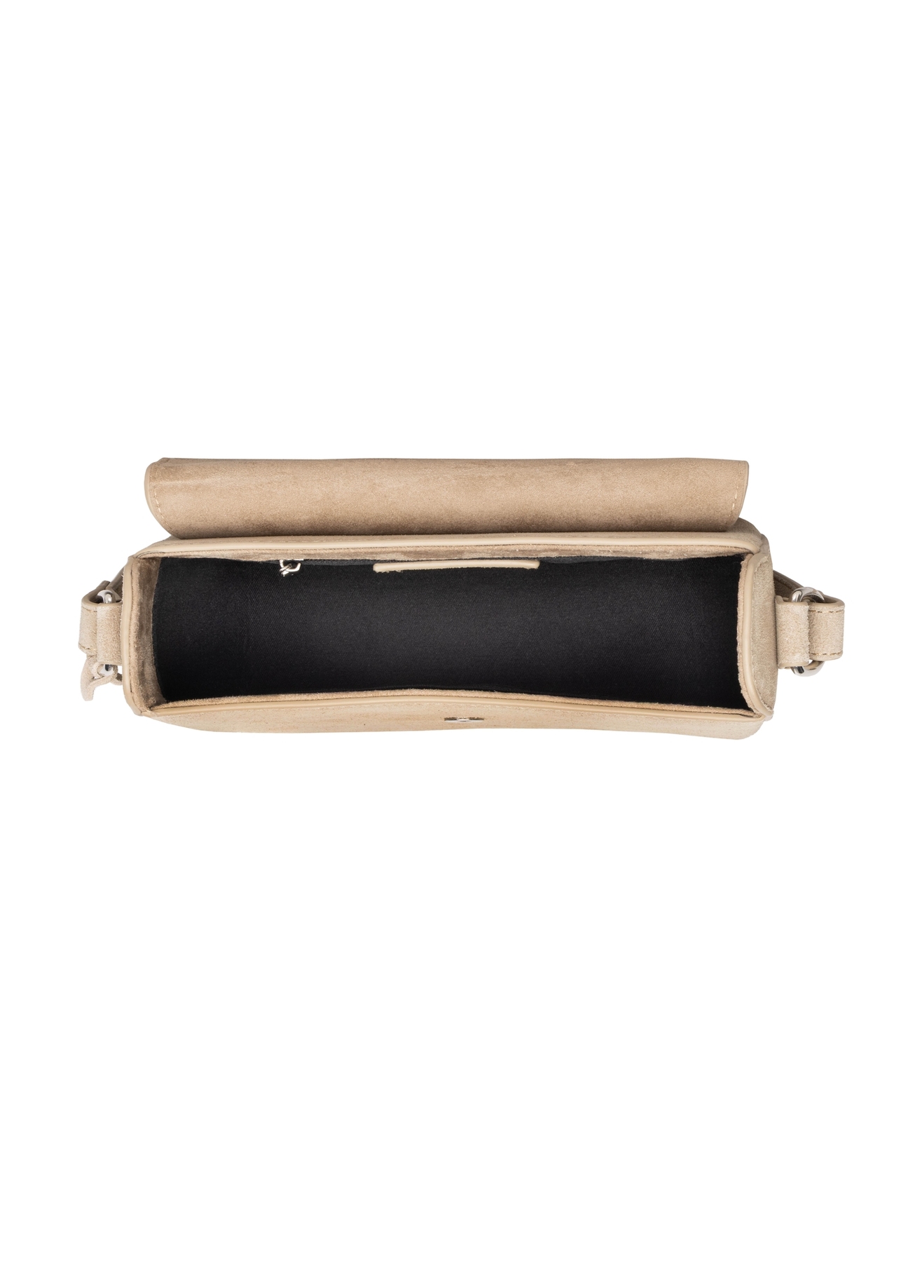 Small women's suede handbag in cool beige TORES-1405-1K(Z26). Top view on a white background.
