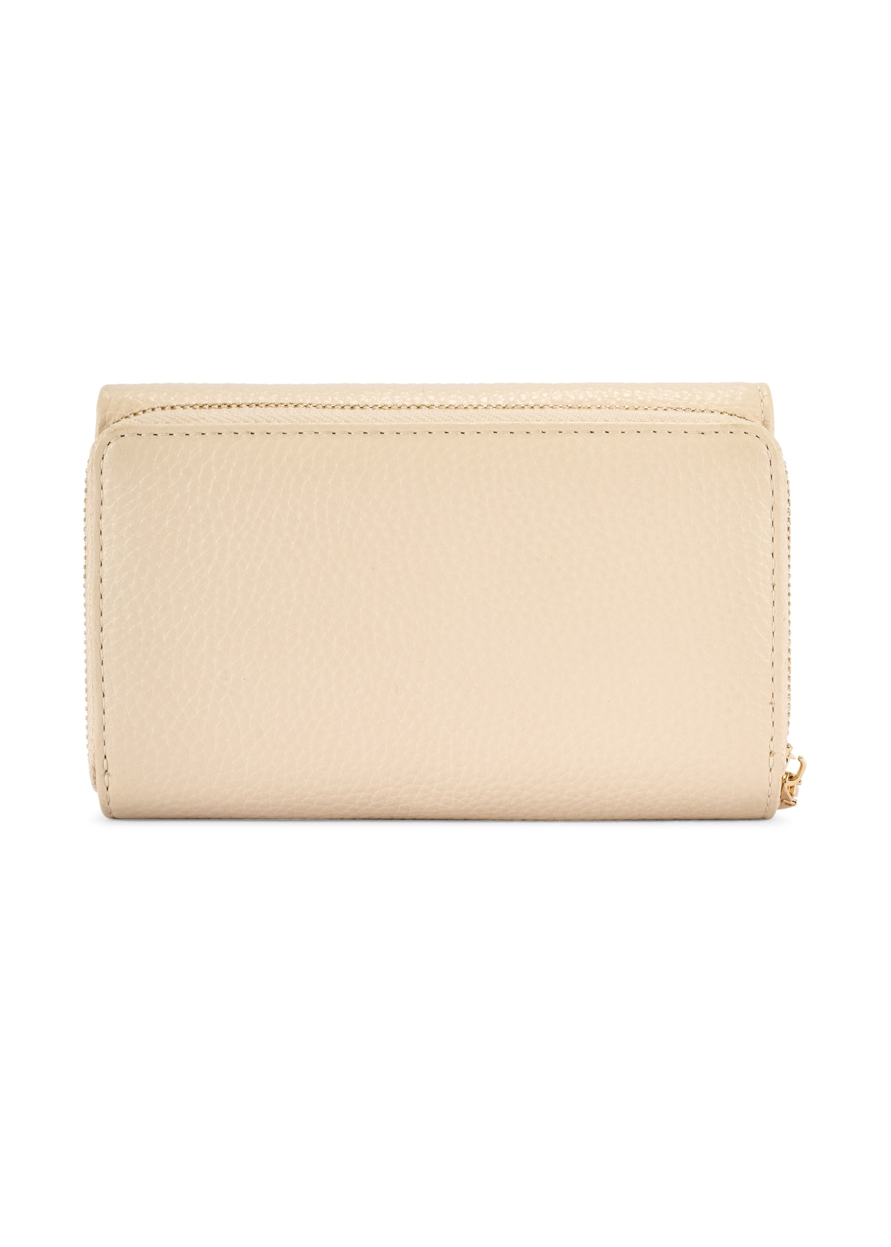 Large cream leather women's wallet PORES-0801R-0B(W26), product view from the back on a white background.