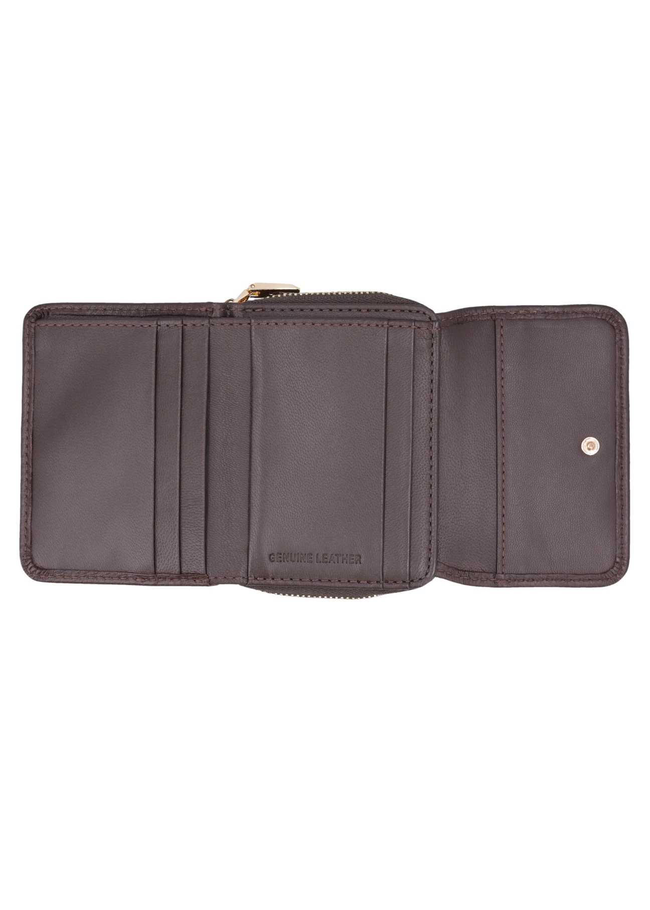 Brown leather women's wallet PORES-0802R-1I(Z26), product view inside on white background.