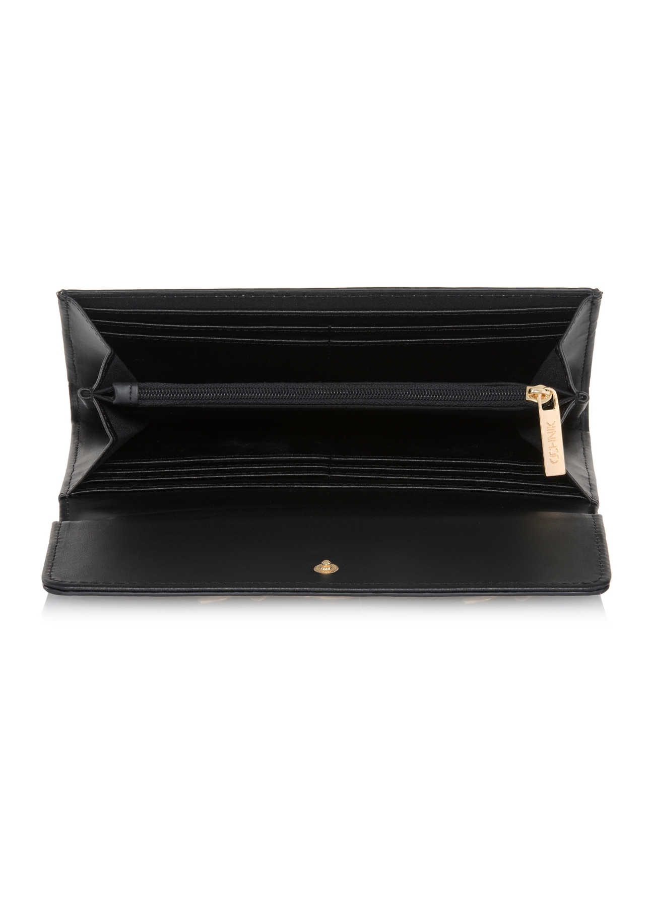 Large black women's wallet with decorative strap POREC-0357-99(Z23)-04