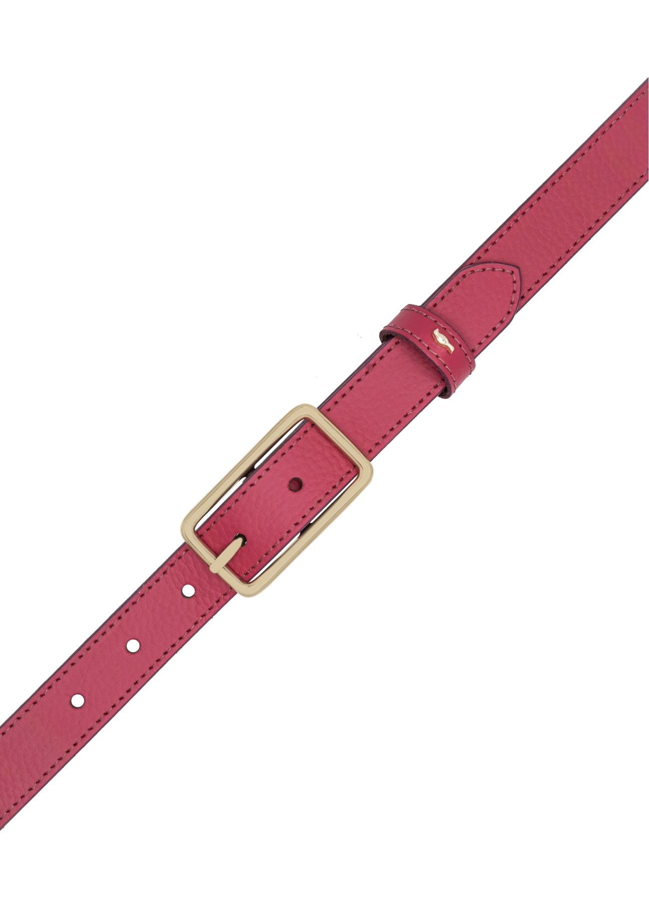 Women's fuchsia leather belt PASDS-0307-5E(W26), top view of the product on a white background.