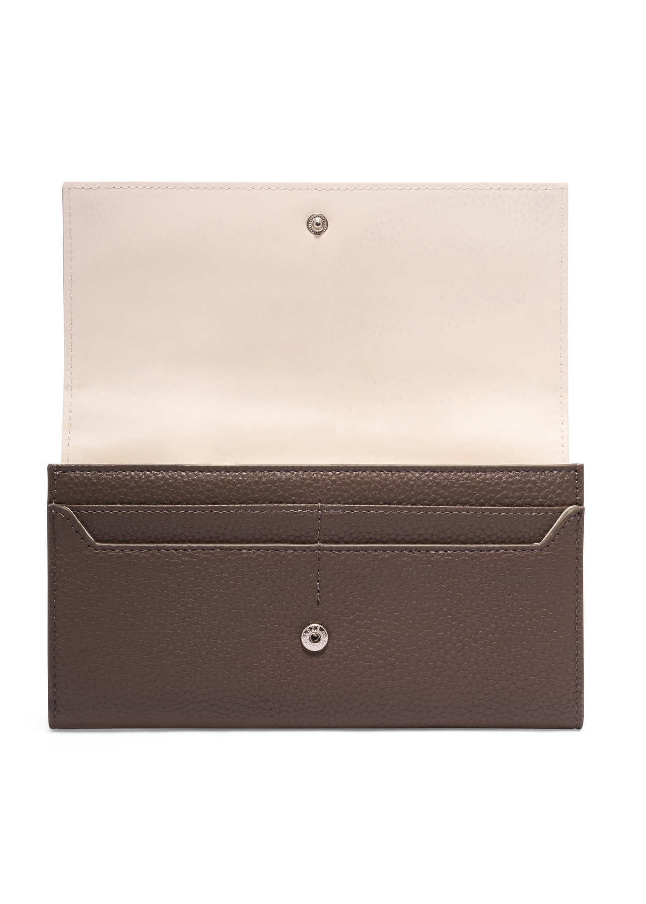 Dark beige women's wallet with cream interior POREC-0439-1K(Z26) - front product view, on white background.