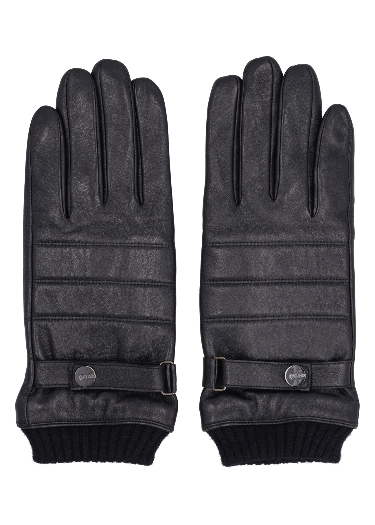 Men's leather gloves with wool lining REKMS-0091-99(Z26), front product view on white background.
