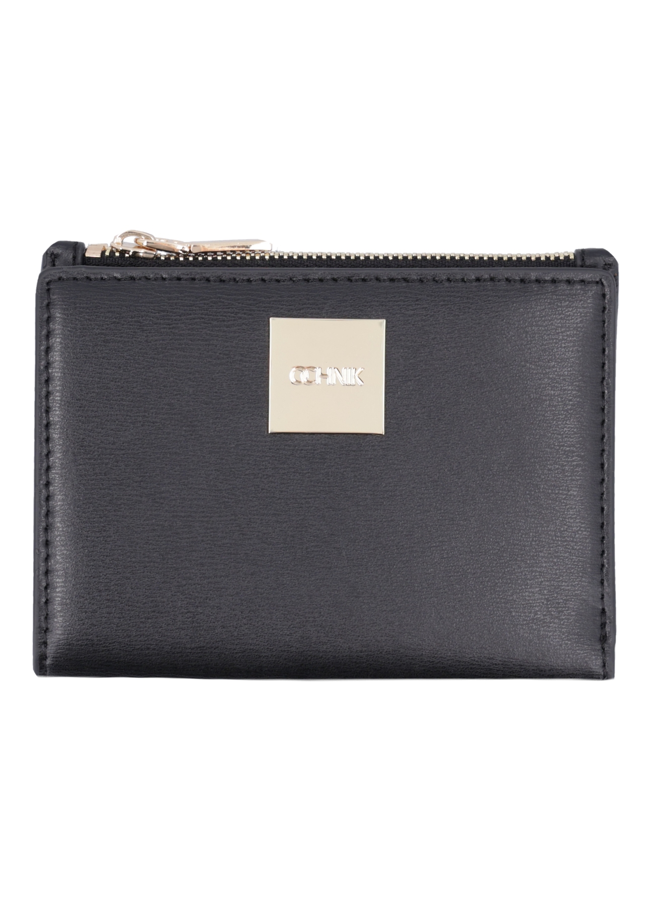 Black leather women's wallet PORES-1012-99(Z26), front product view on white background.