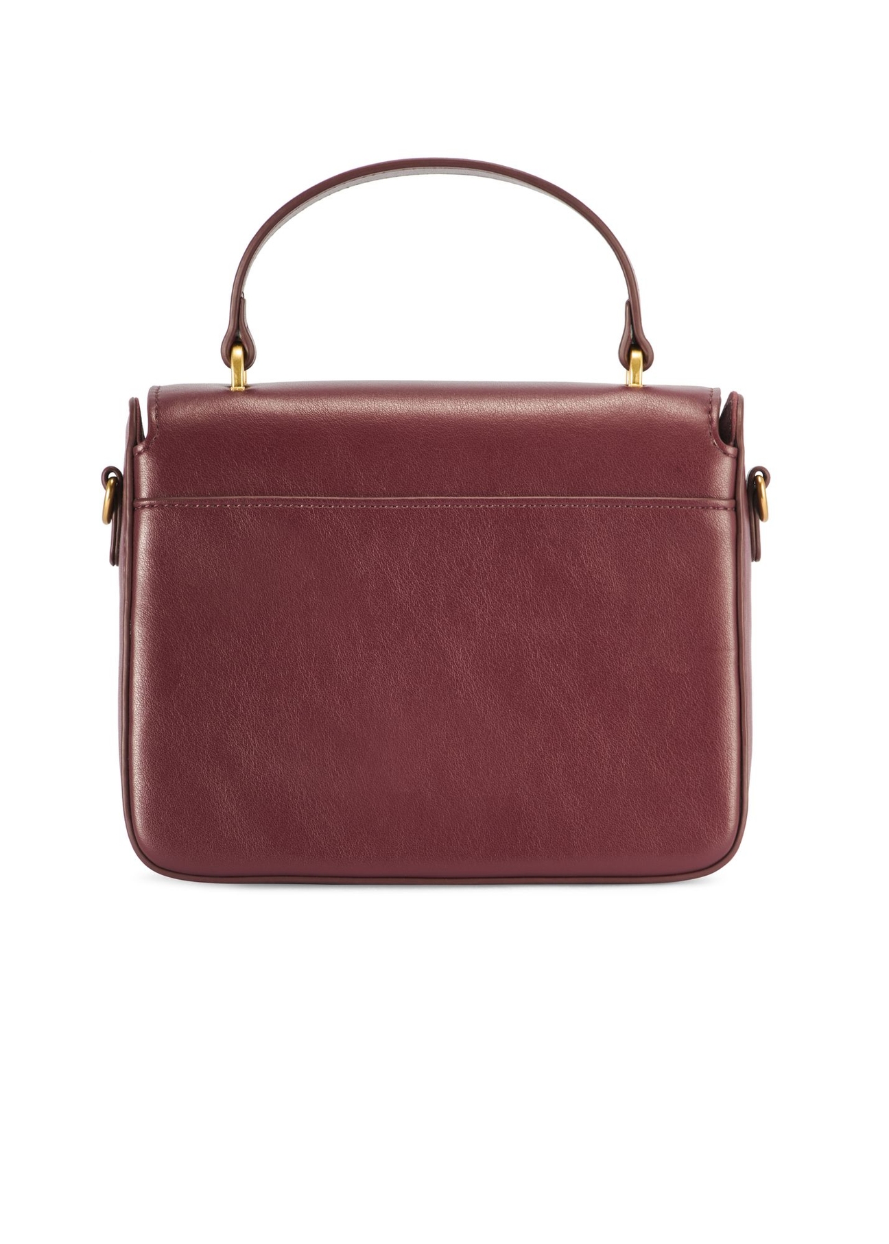 Burgundy women's trunk handbag TOREC-1080-49(Z25) - product view from the back on a white background.