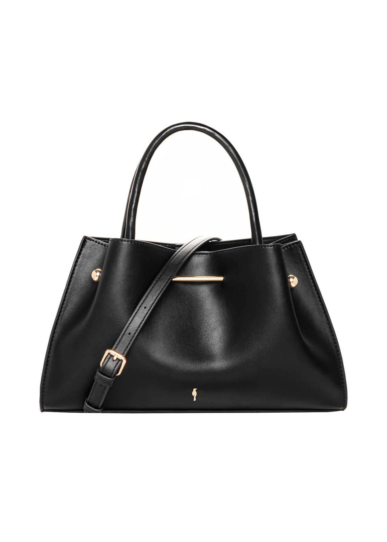 Black women's faux leather handbag TOREC-1387-99(Z26), front view on a white background.