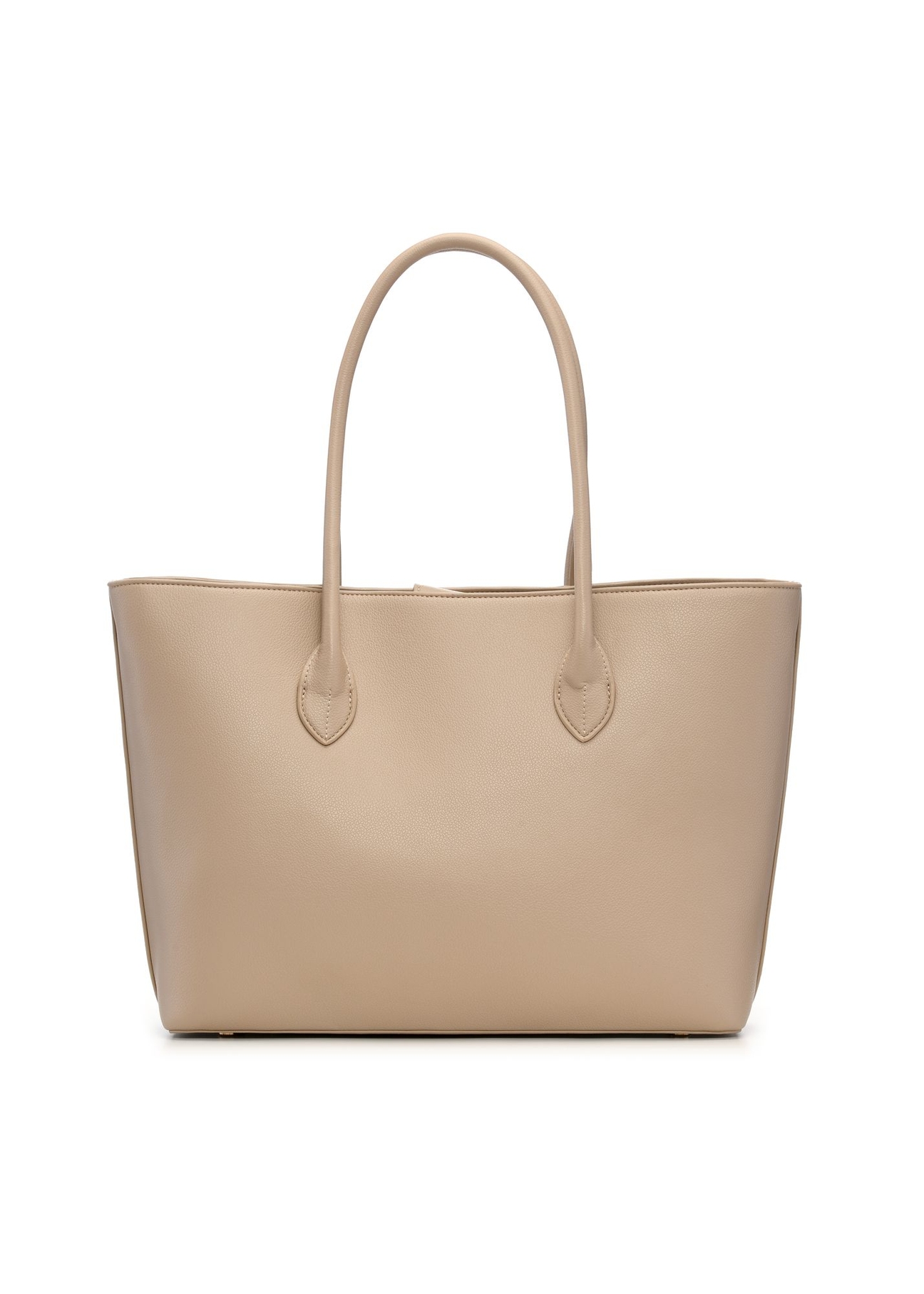 Beige women's shopper bag TOREC-1241-1B(Z26) - product view from the back, on a white background.