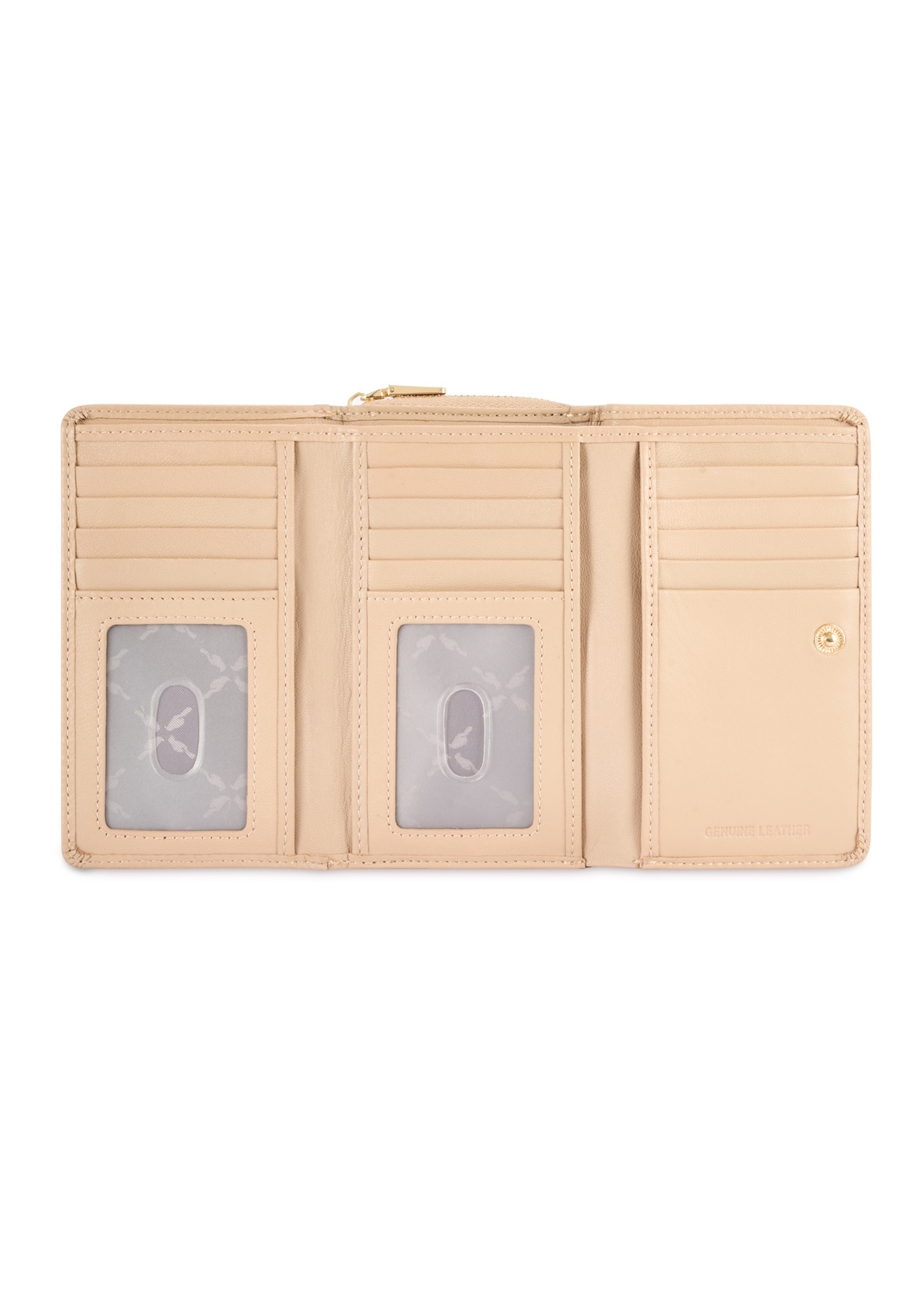Large beige leather women's wallet PORES-0801R-81(Z25), product view inside on white background.