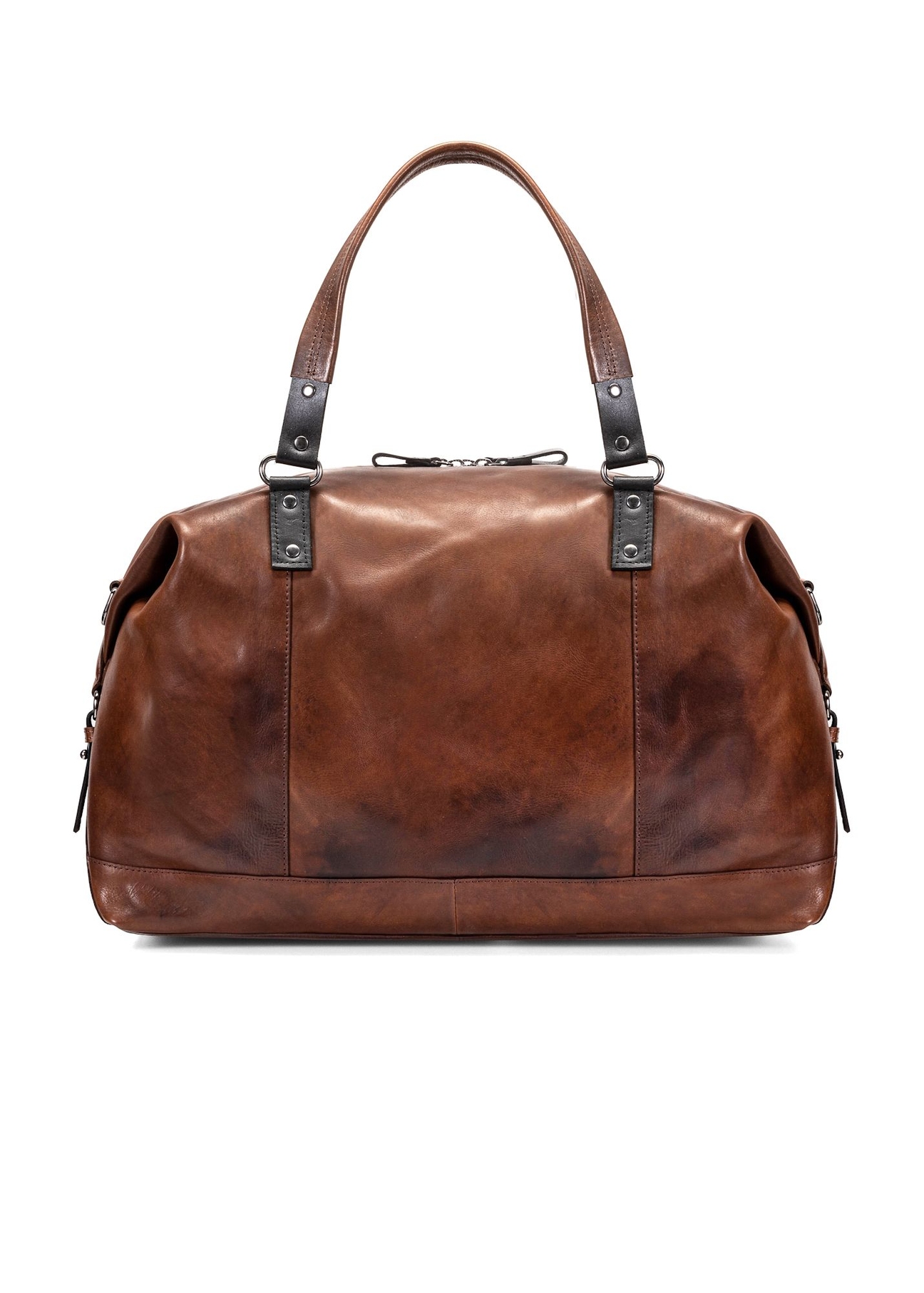 Brown leather large men's bag TORMS-0103-1H(W26), product view from the back on a white background.