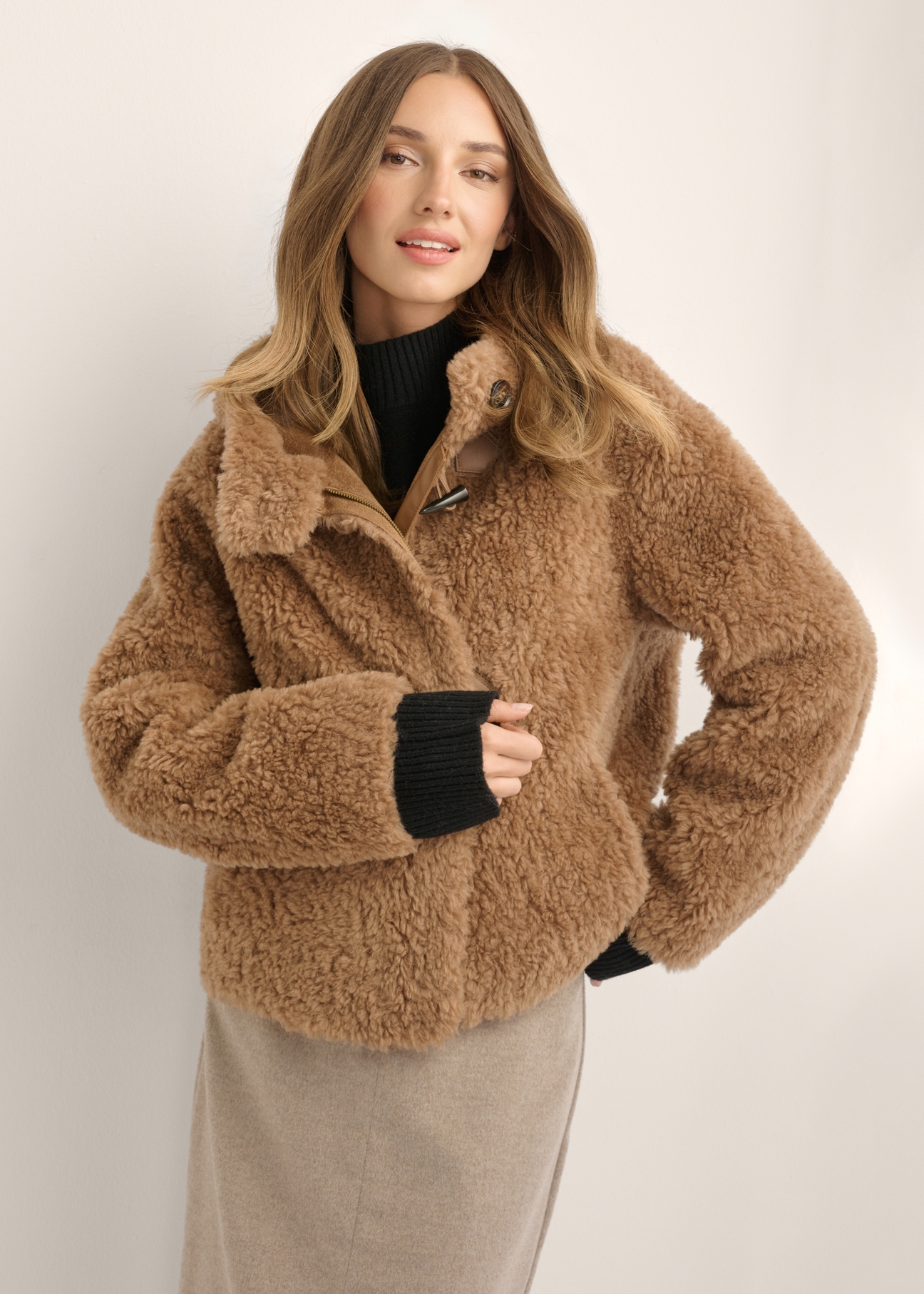 Women's wool fur coat FUTDW-0042-1D(Z26)