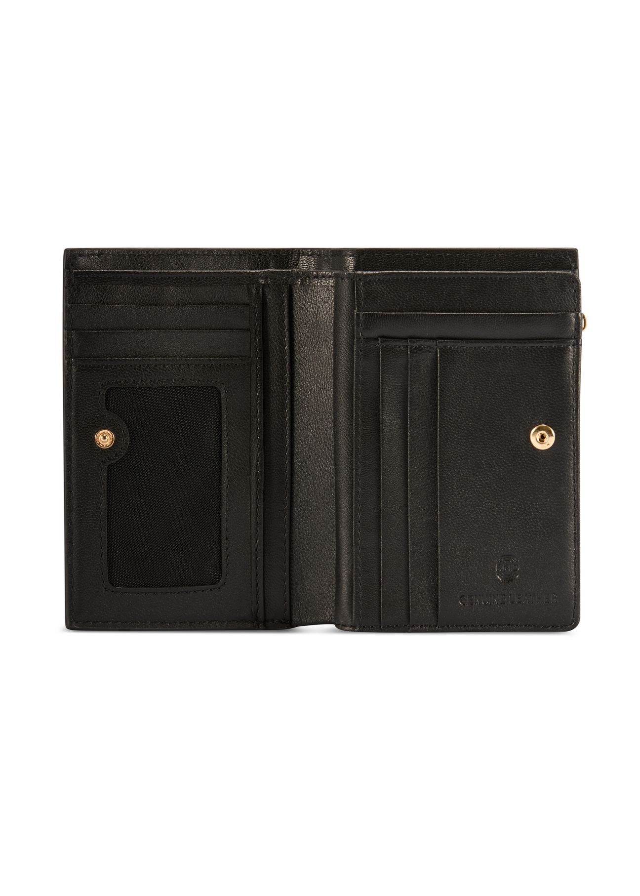 Medium black women's wallet with RFID protection PORES-0823RFID-99(Z25), product view from the inside on a white background.