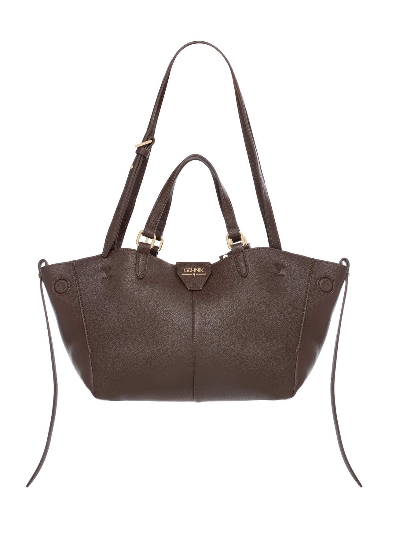 Brown women's shoulder bag TOREC-1231-1H(Z26), product view from the front on a white background.