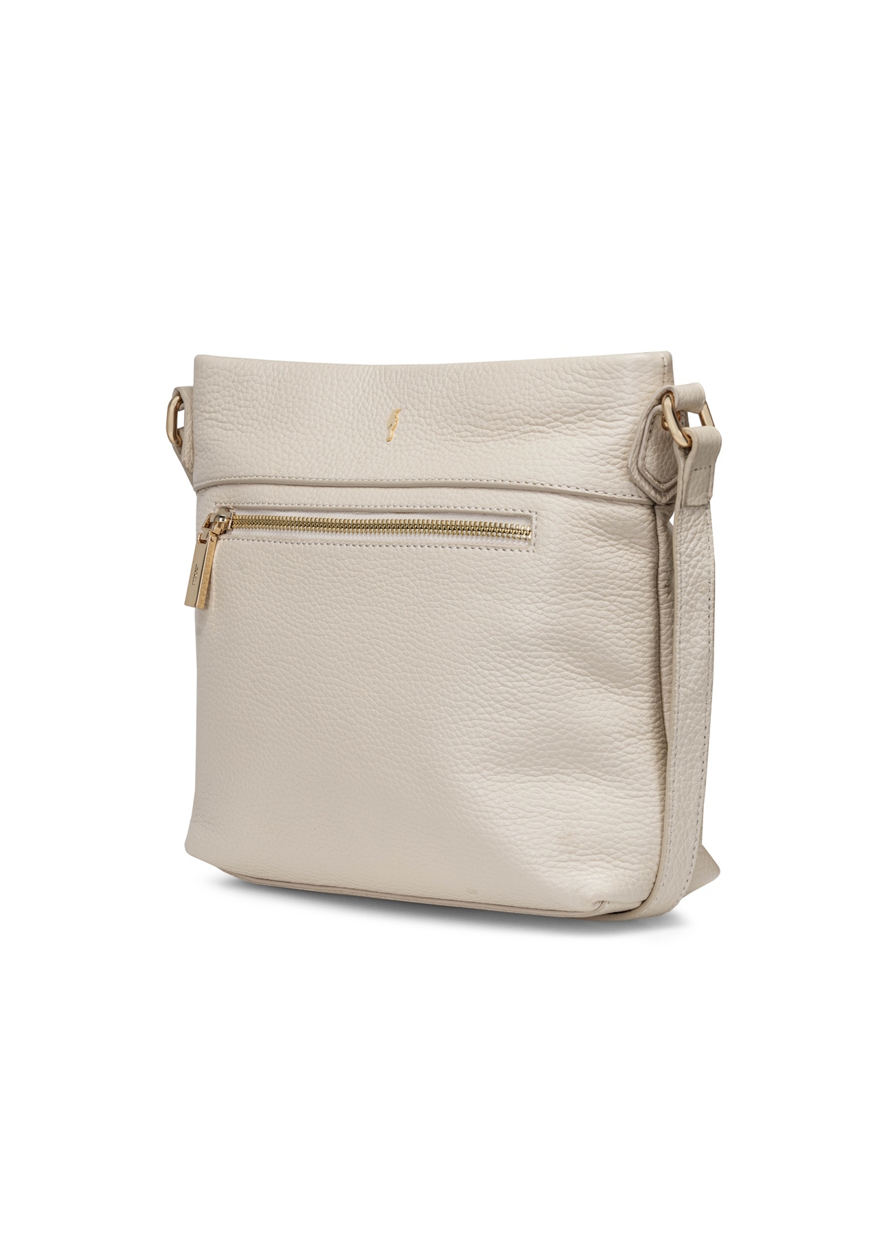 Cream leather women's shoulder bag TORES-0896C-12(W25) - diagonal view of the bag on a white background.