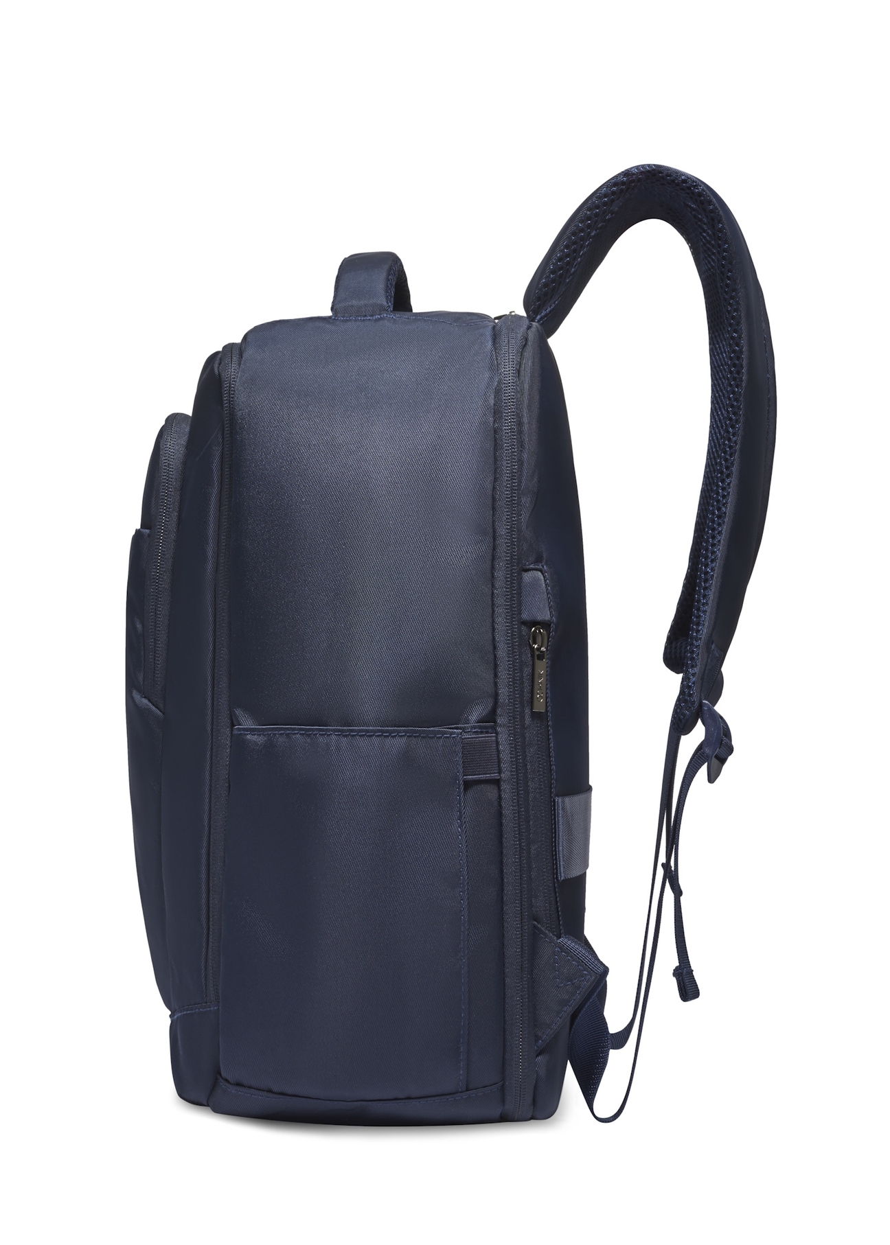 Navy blue airplane backpack PLCMN-0014-7D(Z26), side view of the product on a light background.