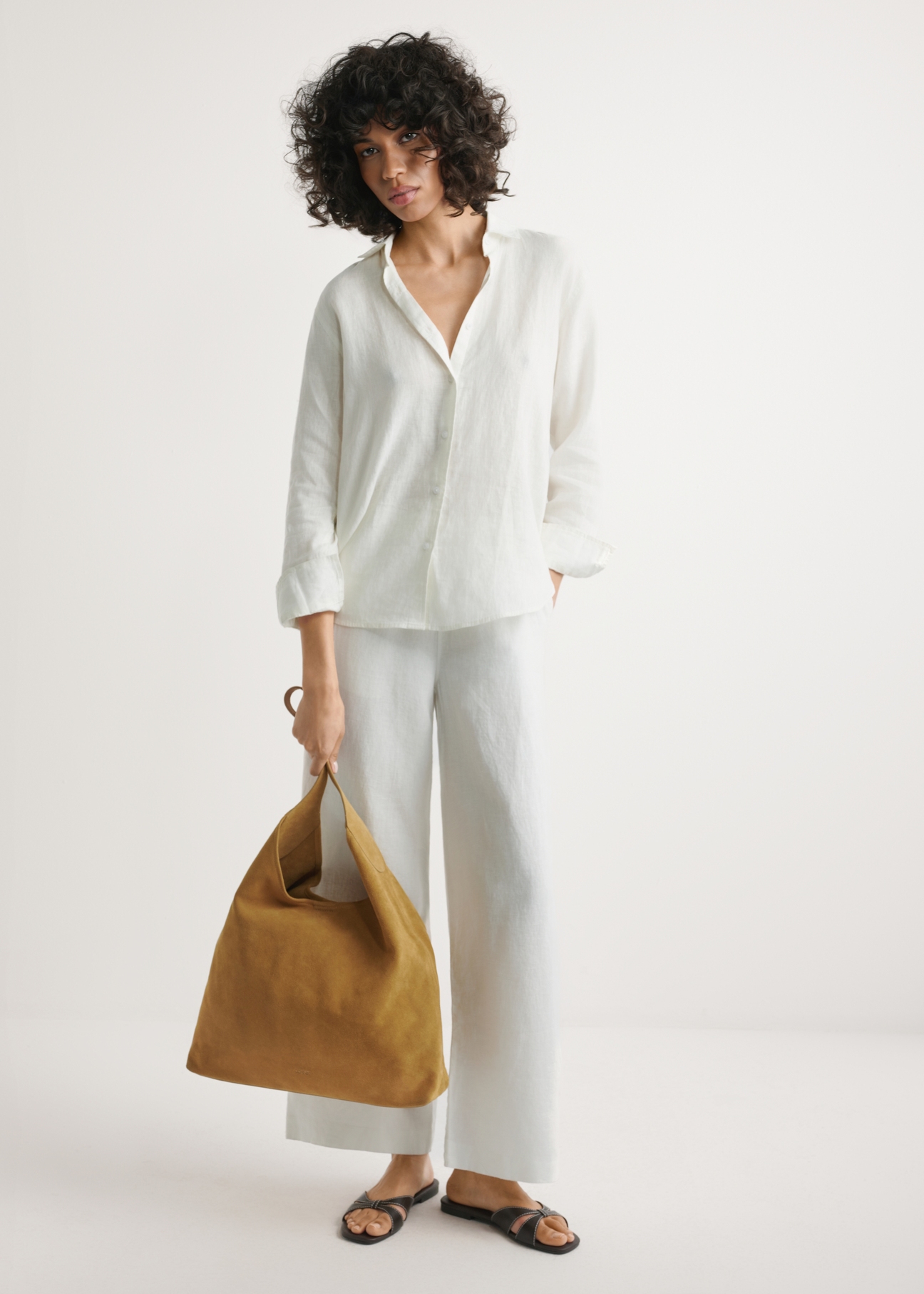Yellow leather shopper bag TORES-1307-2C(W26)