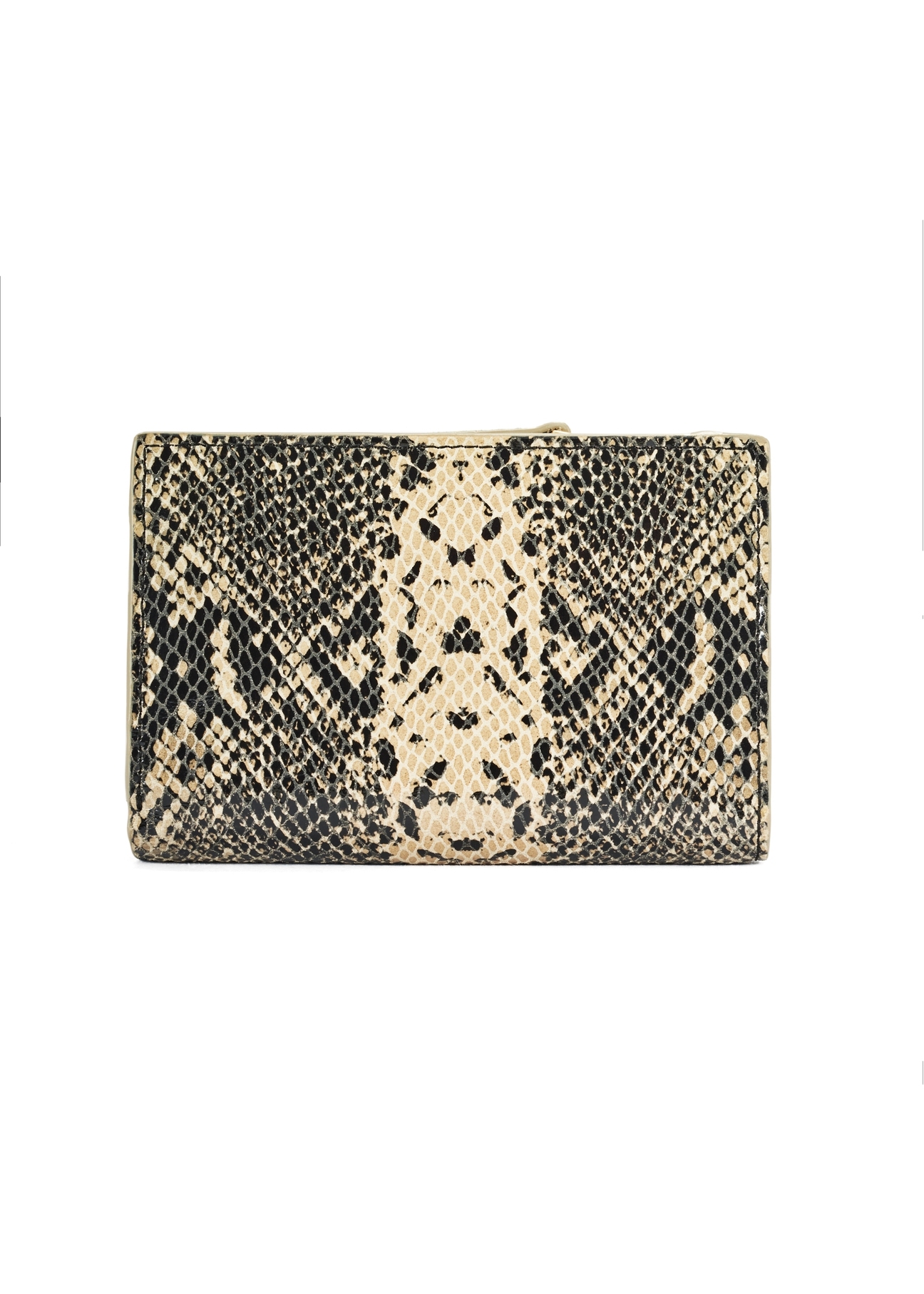 Medium animal print leather wallet PORES-0950-81(W25) - product view from the back on white background.