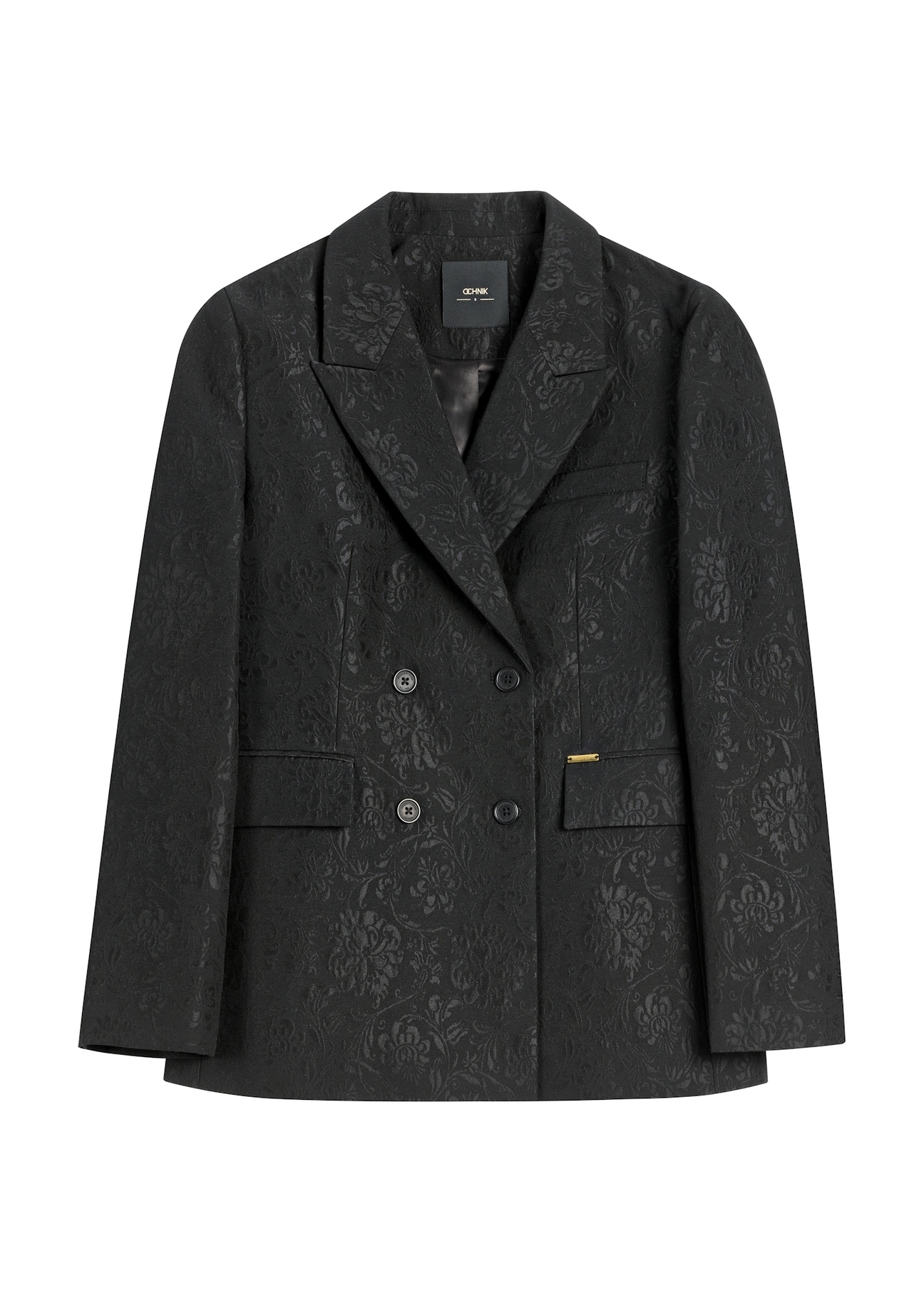 Women's black floral jacket ZAKDT-0052-99(Z26), front product view on white background.