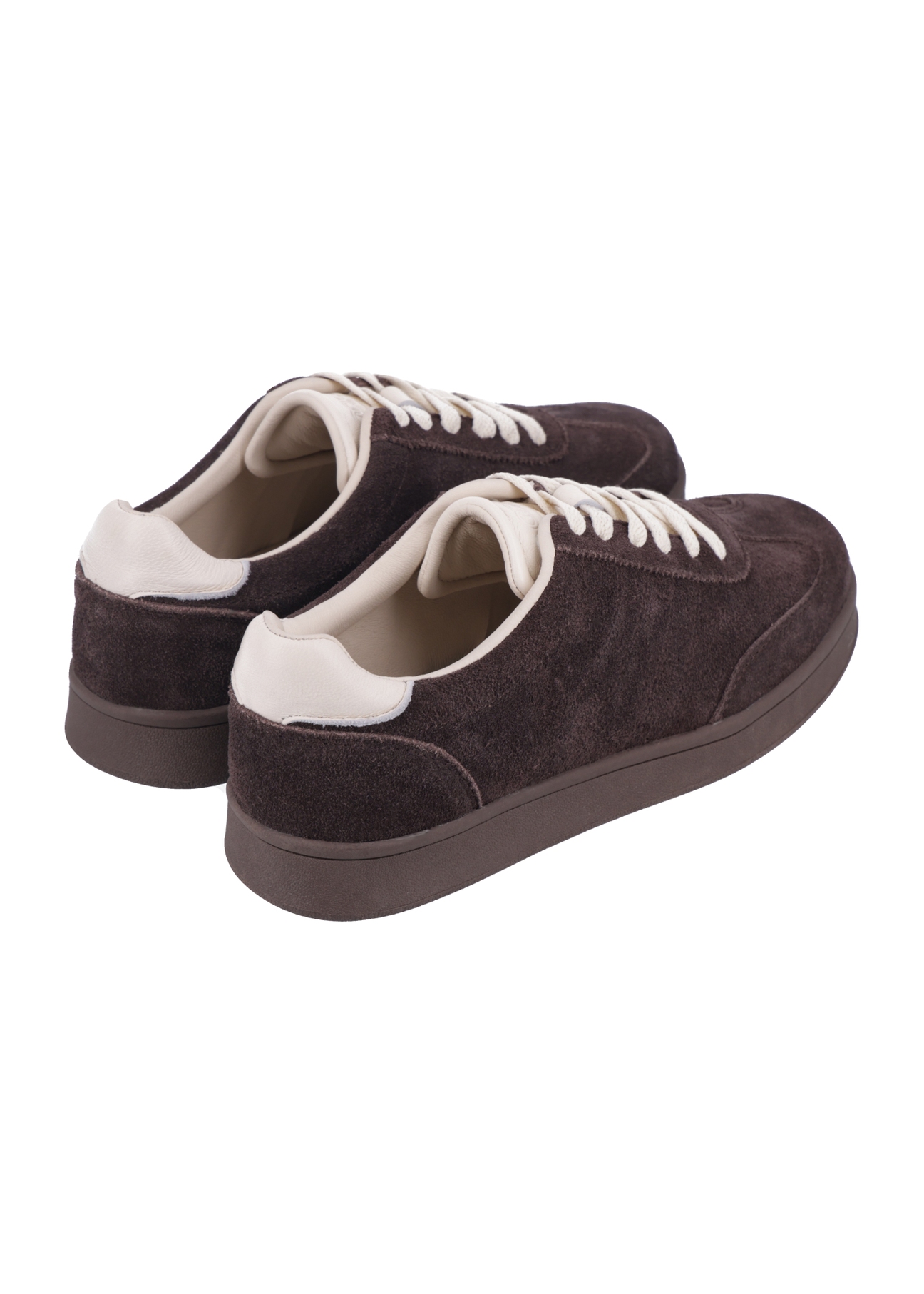 Dark brown suede sports shoes BUTYD-1317-1 I(Z26), back view of the product on a white background.