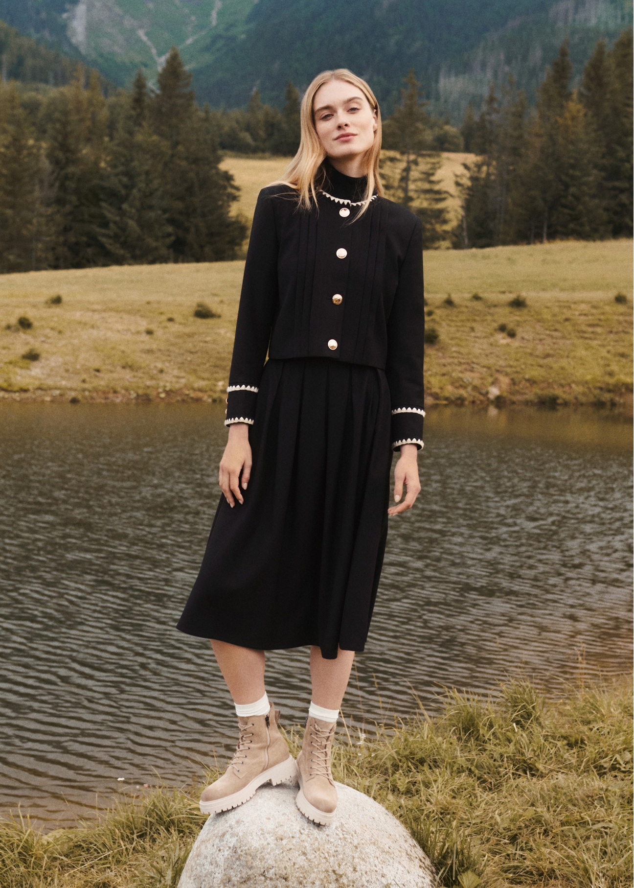 Black midi skirt SPCDT-0093-99(Z24)-01