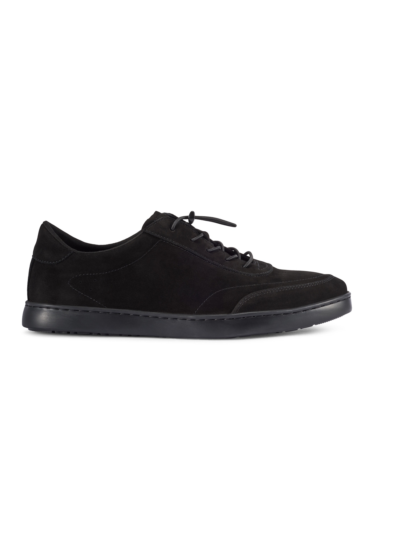 Black men's leather shoes BUTYM-0529-99(W26), side view of the product on a white background.