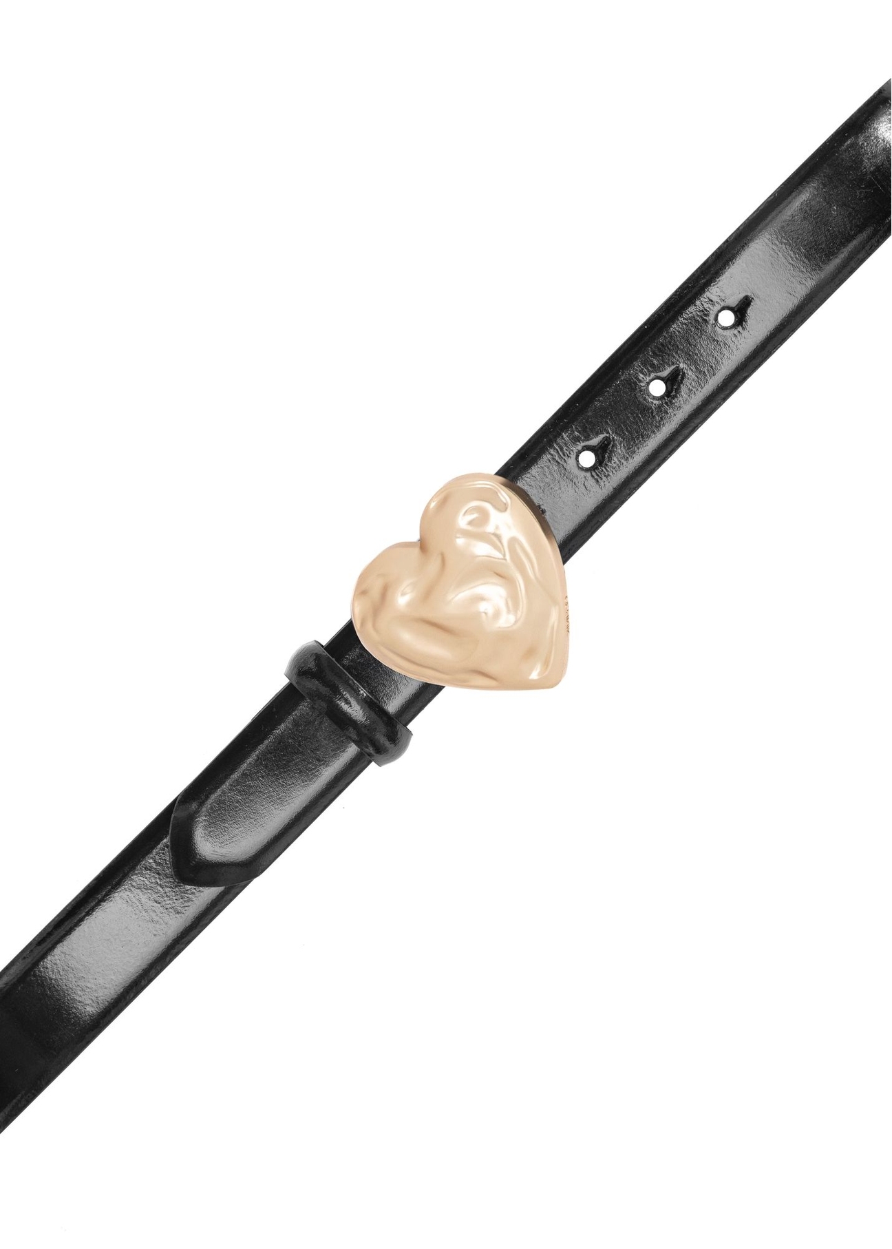 Leather belt with heart buckle PASDS-0337-9F(Z26) - top view of the product on a white background.
