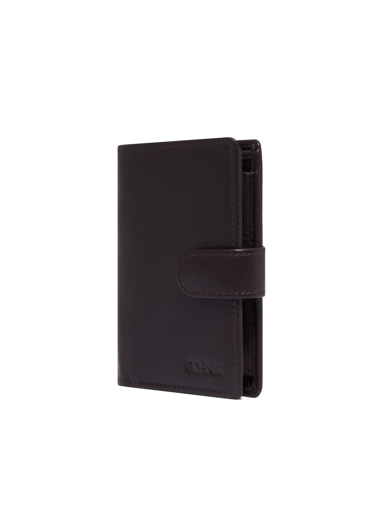Brown men's leather wallet PORMS-0704-1H(Z26), diagonal product view on white background.