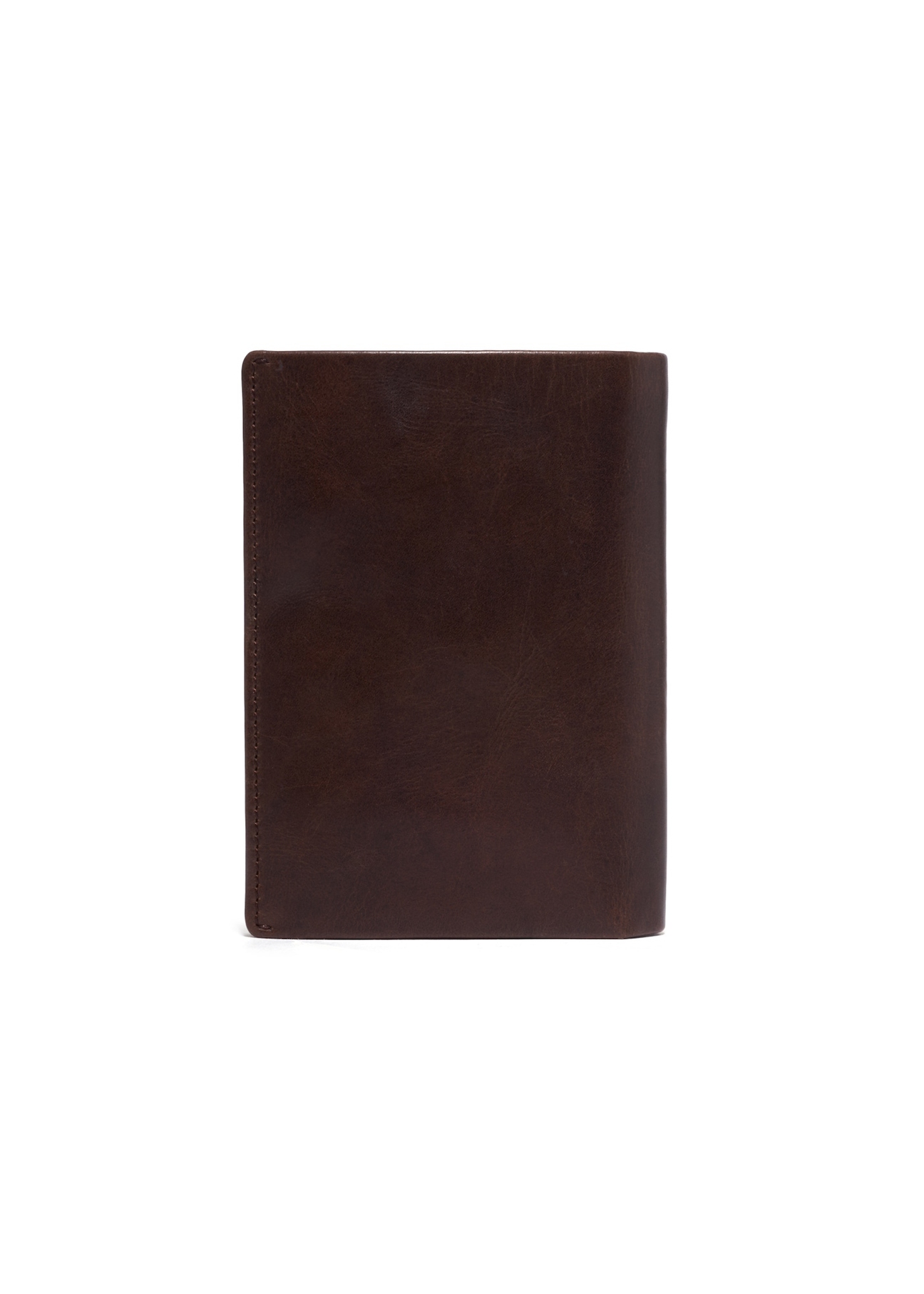 Dark brown leather men's wallet PORMS-0736-1I(Z26), product view from the back on a white background.