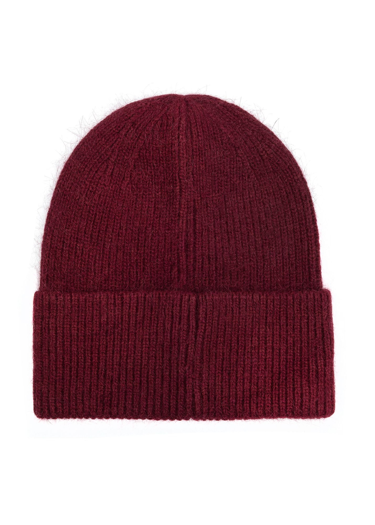 Burgundy women's hat CZADT-0206-4D(Z26)- product view from the back on a white background.