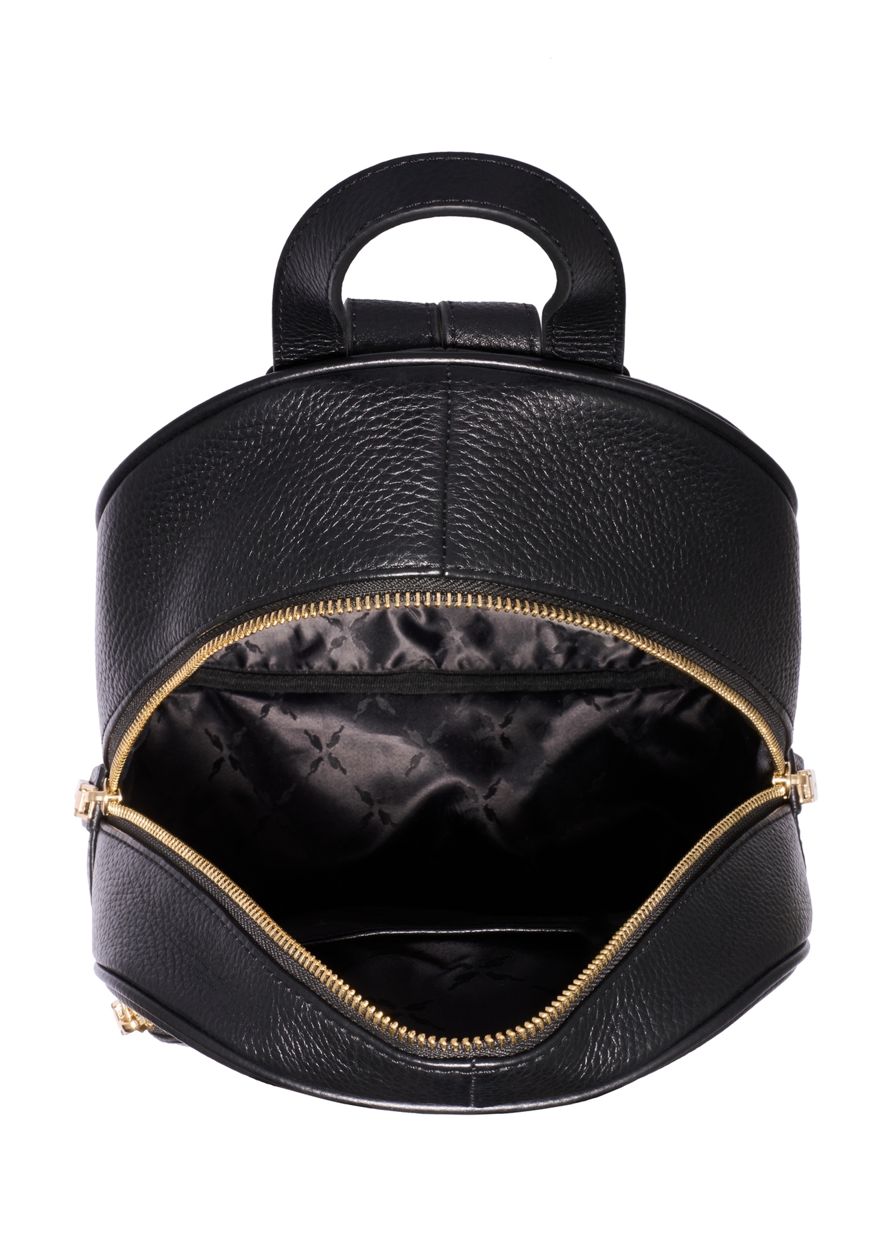 Black leather women's backpack TORES-1345-9I(Z26), product view inside on white background.