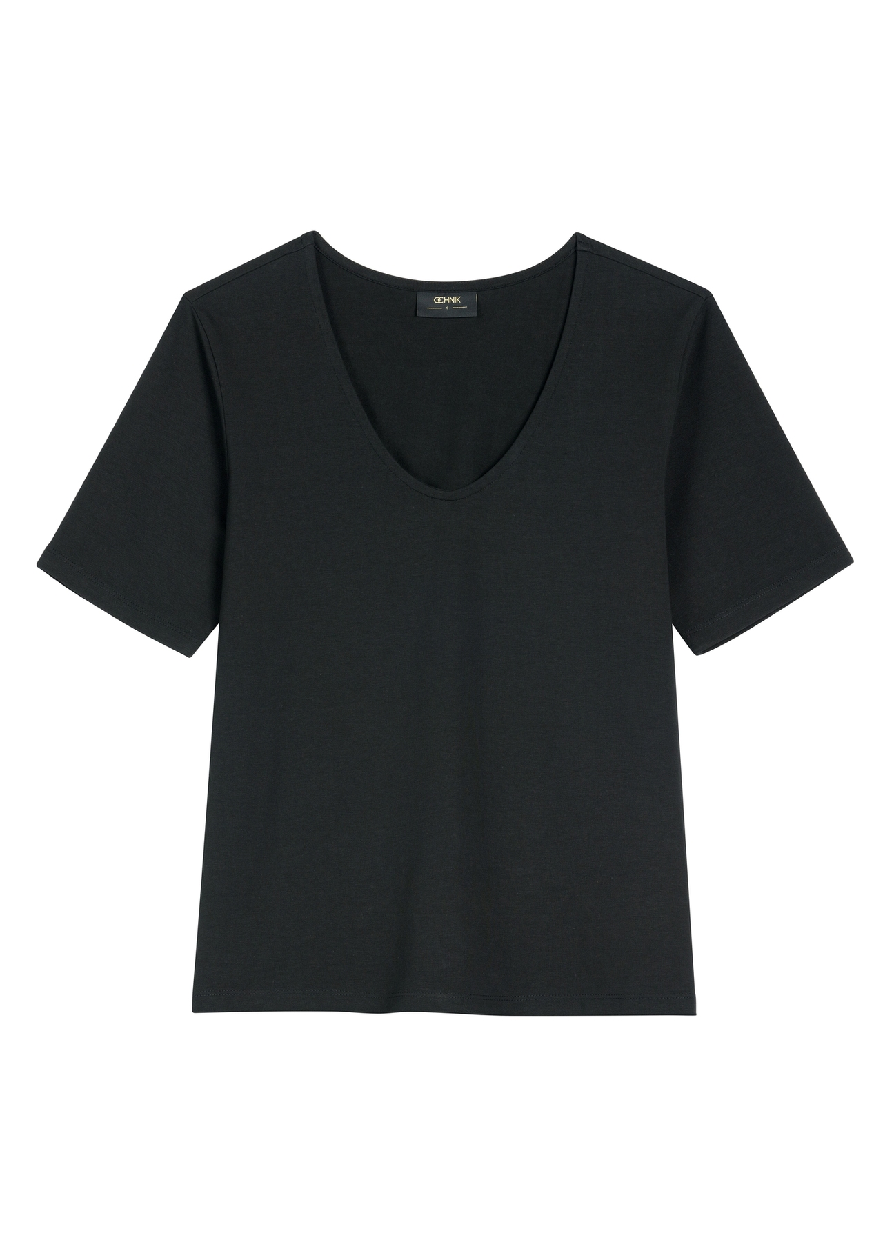 Women's black cotton T-shirt TSHDT-0151-99(W26), front product view on white background.