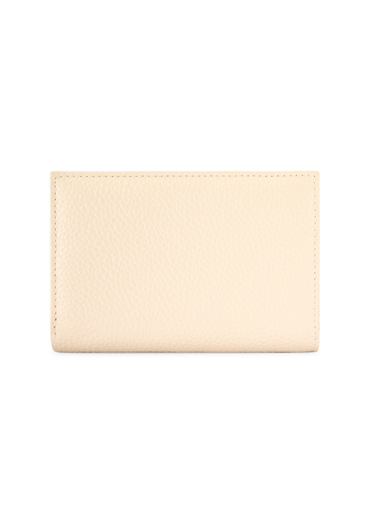 Cream leather women's wallet PORES-0980R-0B(W26), product view from the back on a white background.