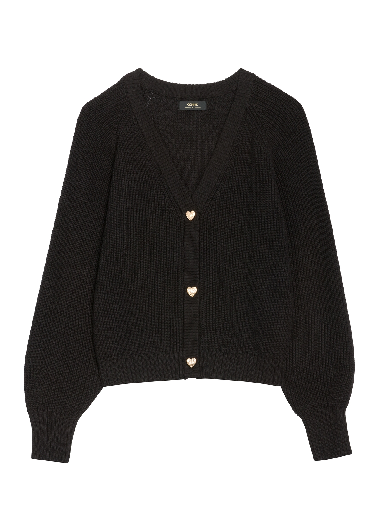 Black women's cardigan KARDT-0062-99(Z26), front product view on white background.