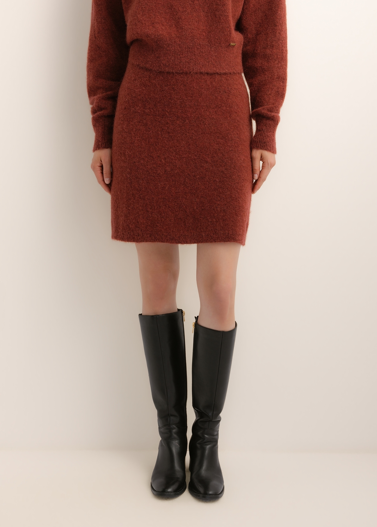 Red Alpaca Wool Pencil Skirt SPCDT-0139-3D(Z26)