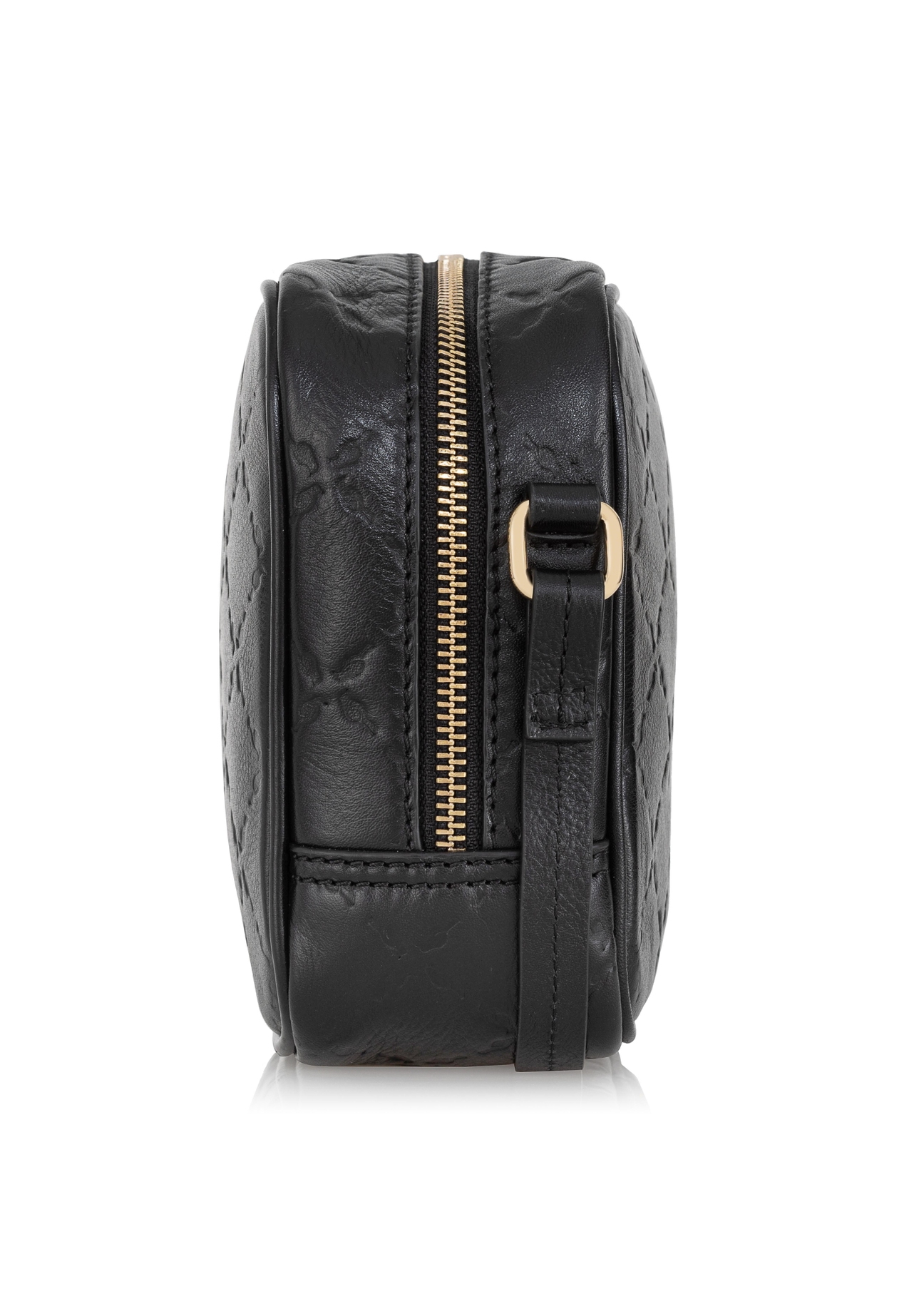 Women's black leather handbag with embossing TORES-0953-99(Z23)-03