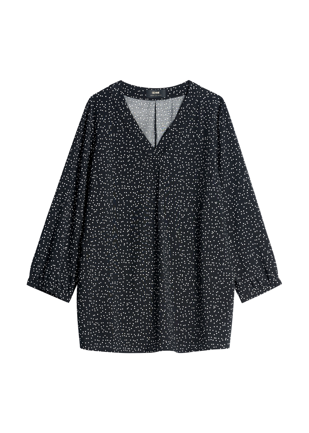 Women's polka dot blouse BLUDT-0172A-9P(W26), front product view on white background.